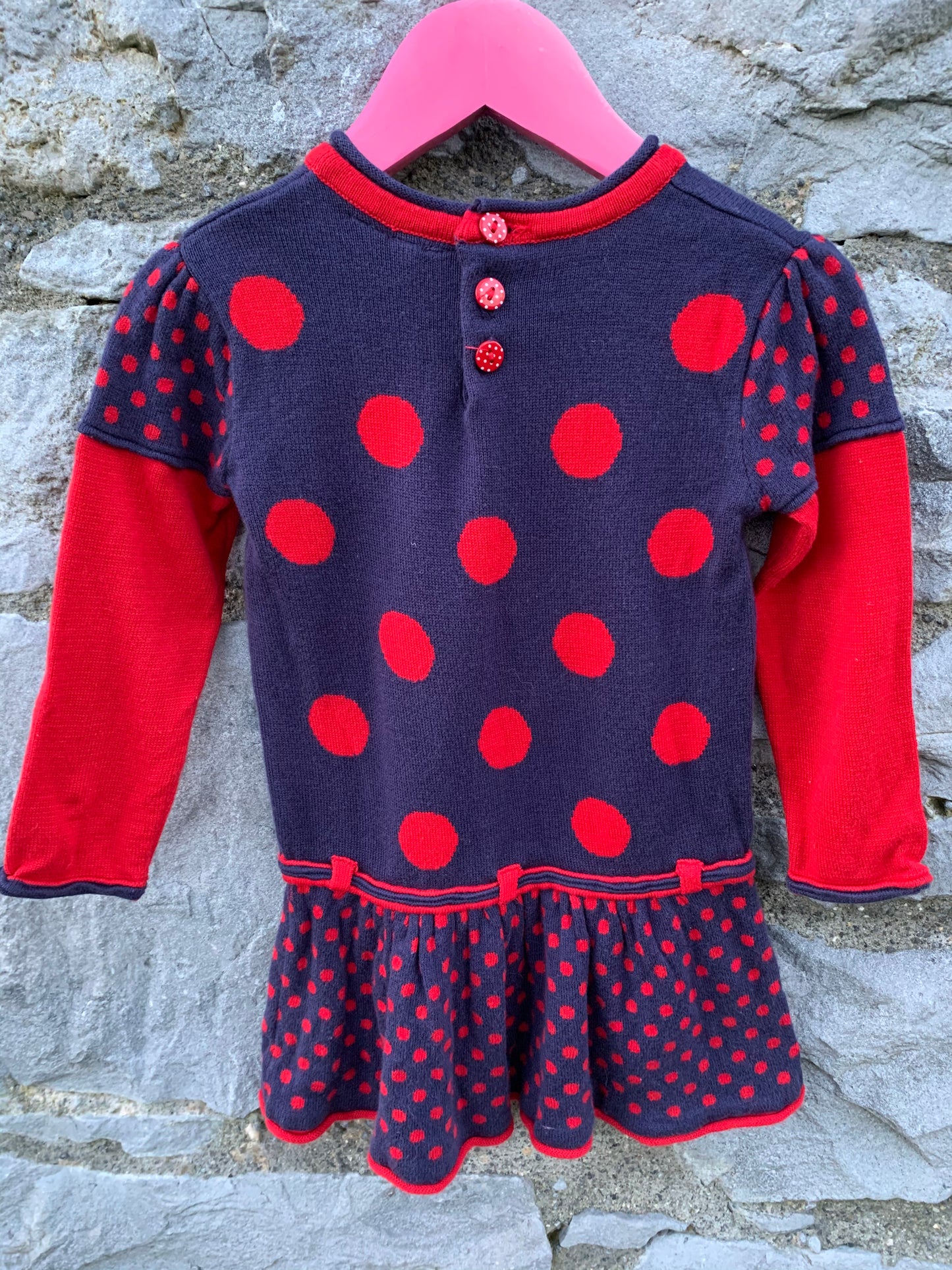 Navy&red knitted dress 12-18m (80-86cm)