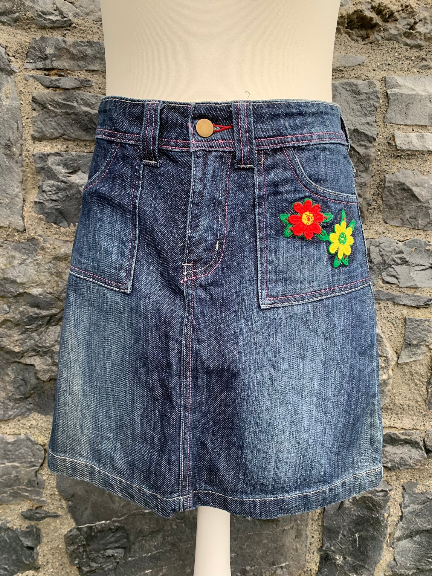 Denim skirt with embroidery uk 10