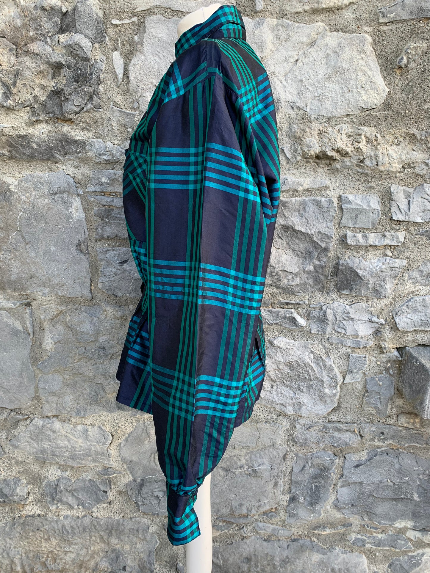 Illum 80s teal check shirt uk 12