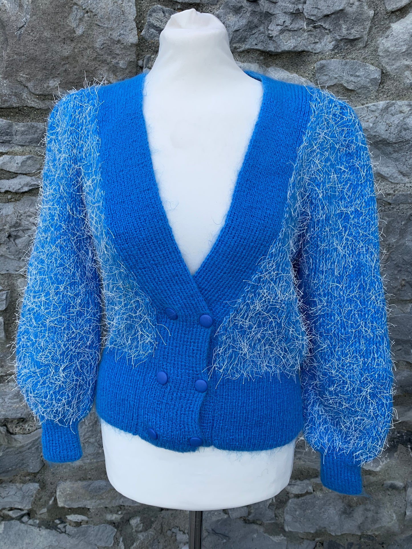 Blue hairy cardigan u k10