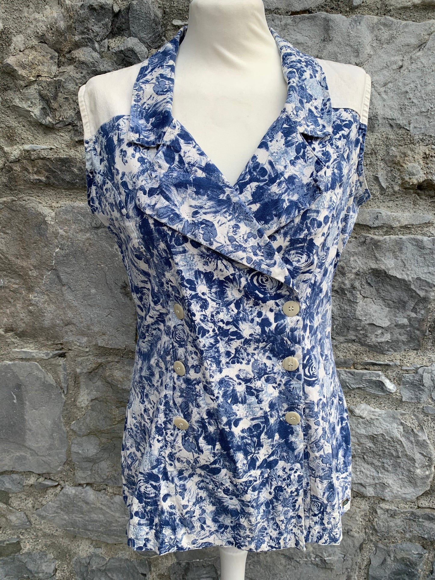 80s Blue&white gilet uk 12-14