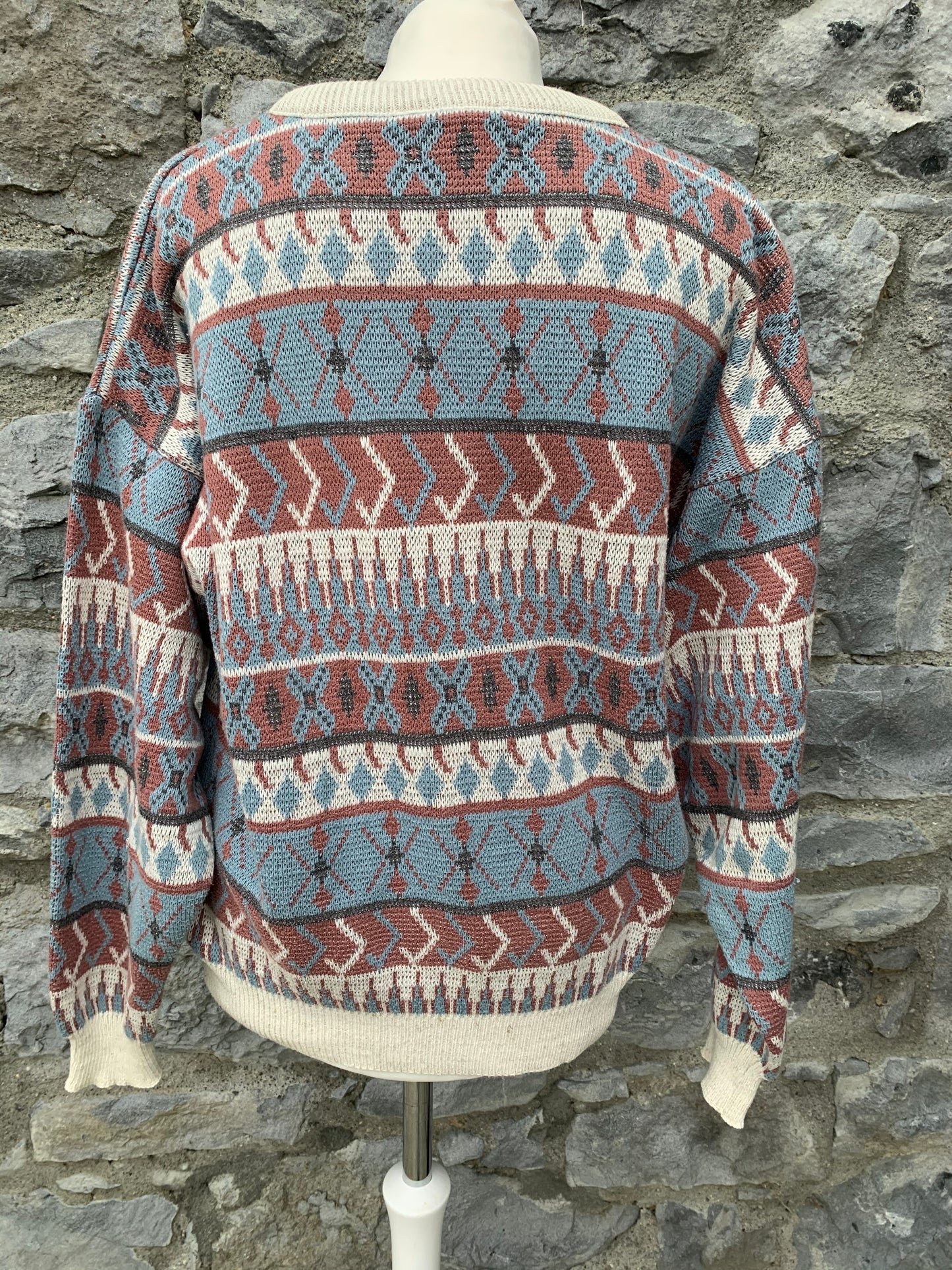 90s beige geometric jumper Medium