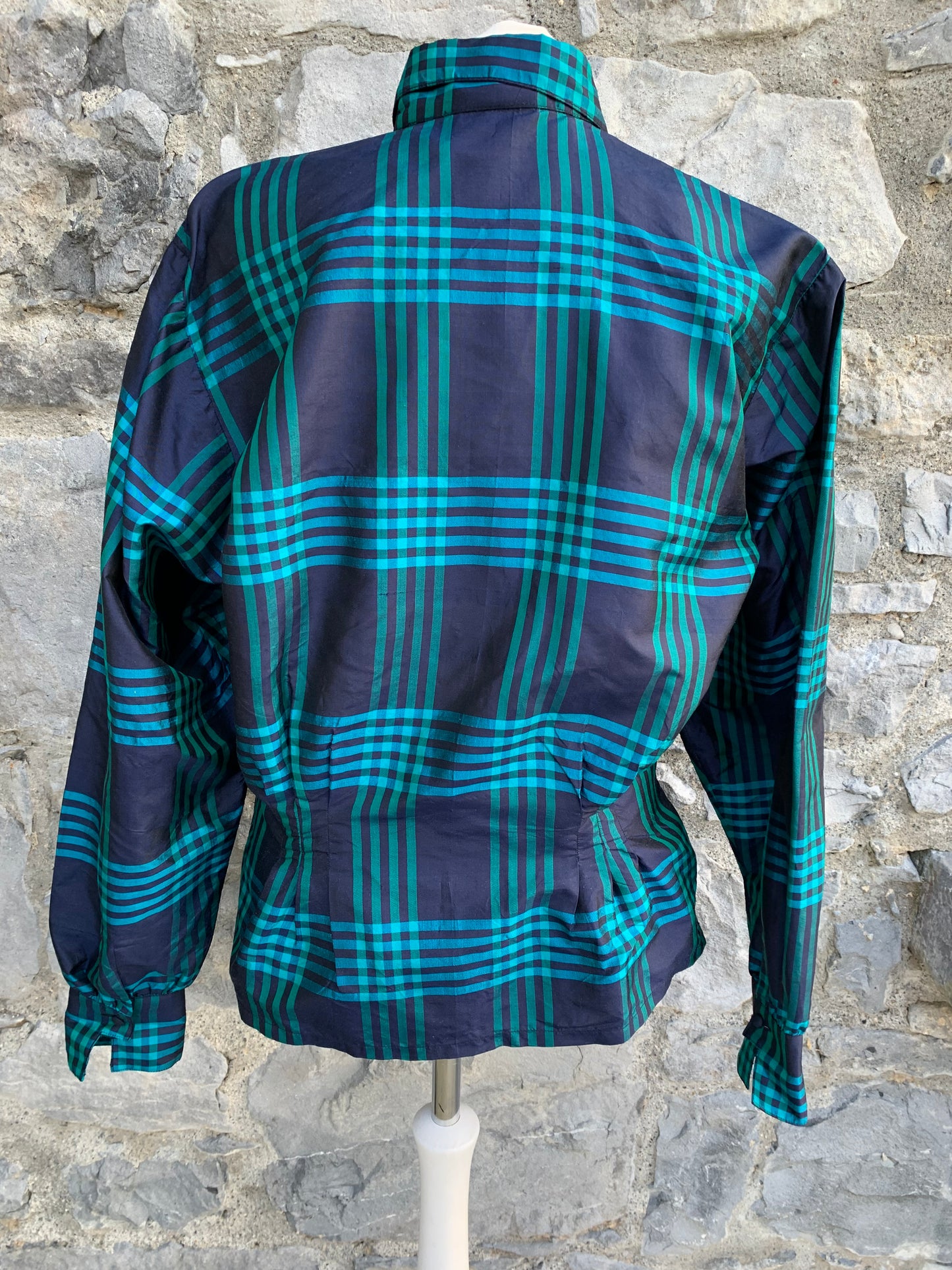 Illum 80s teal check shirt uk 12