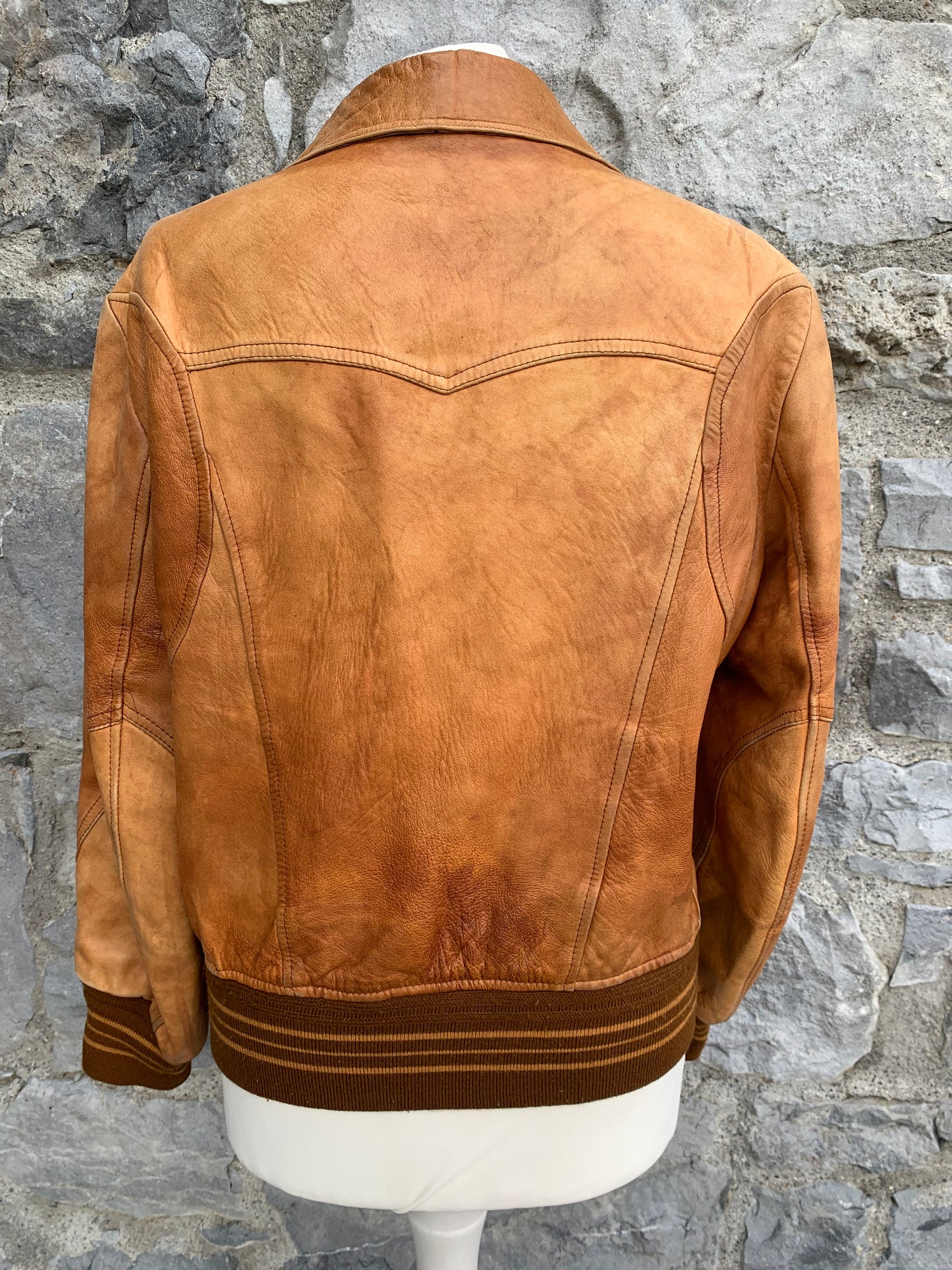 F.G 80s brown leather jacket uk 10