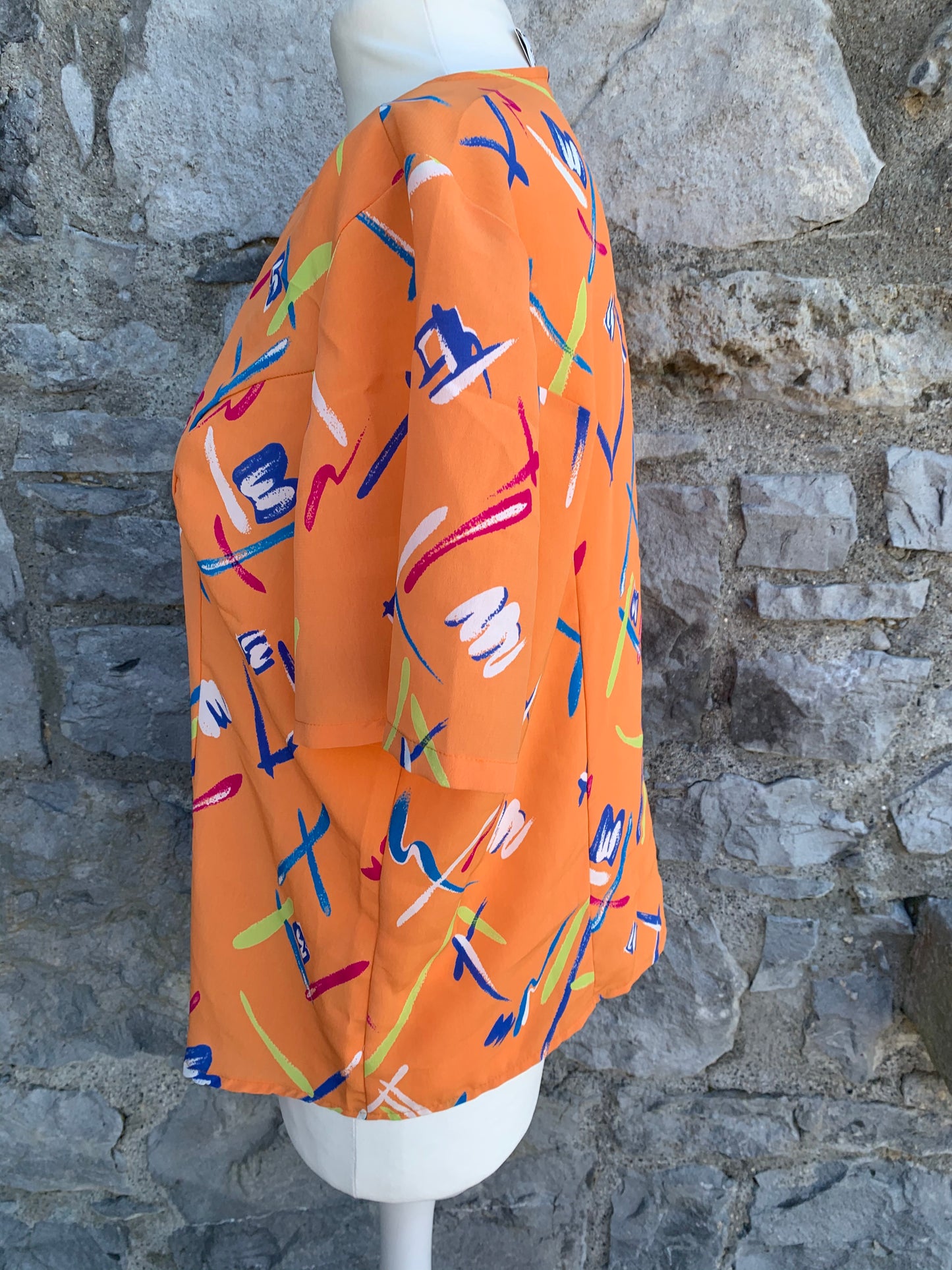 80s orange blouse uk 10-12