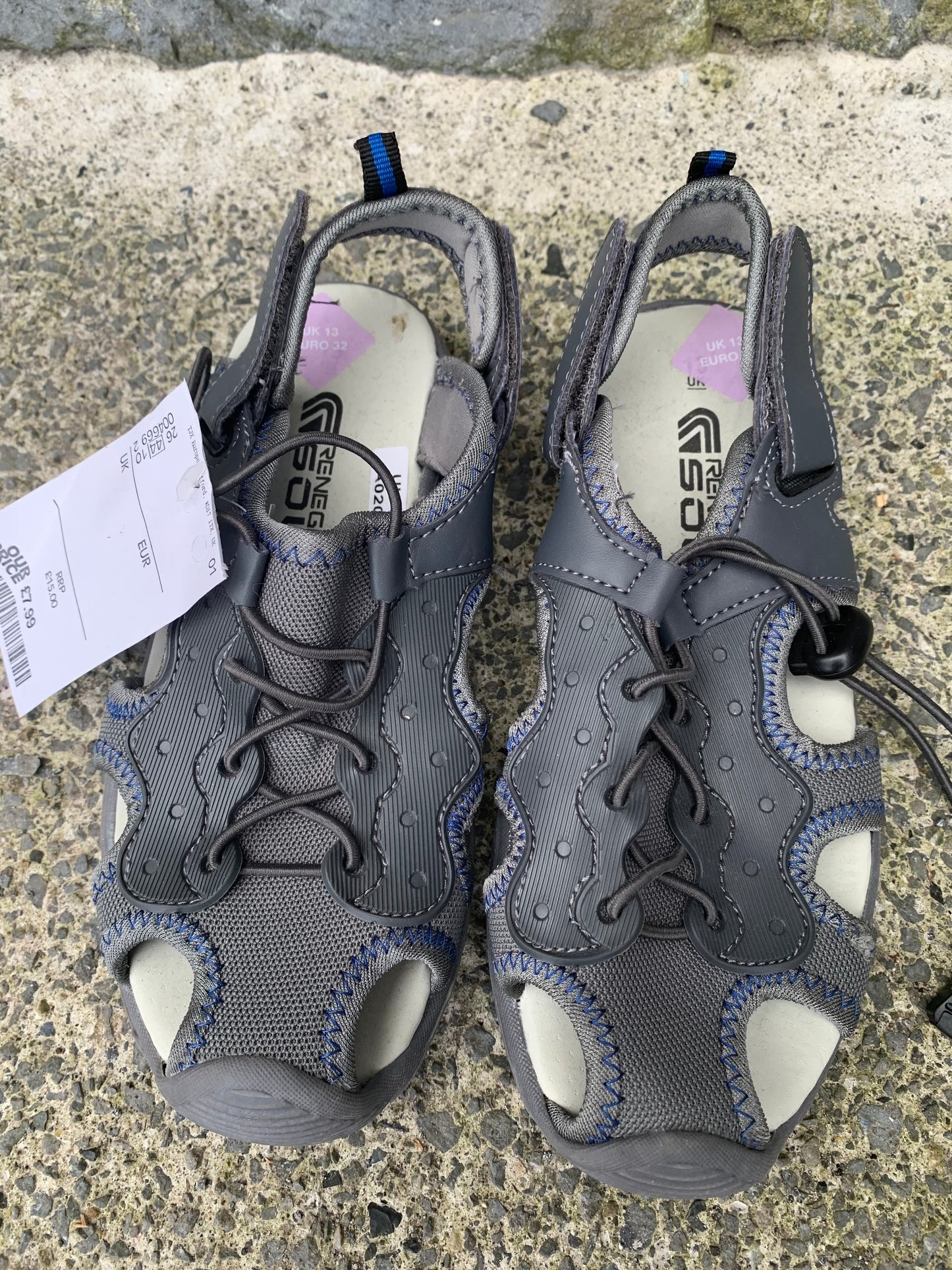 Grey sandals uk 13 (eu 32)