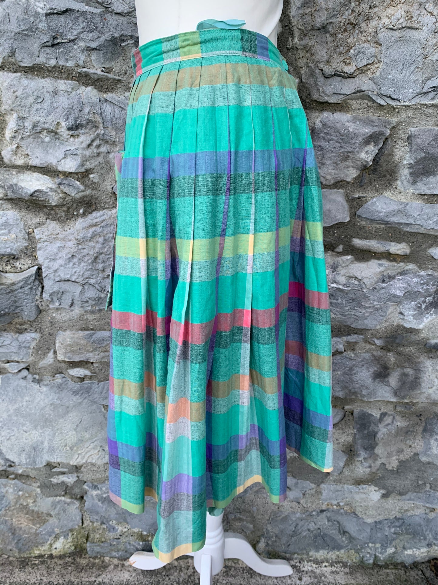 Butterfly 80s green check skirt uk 10