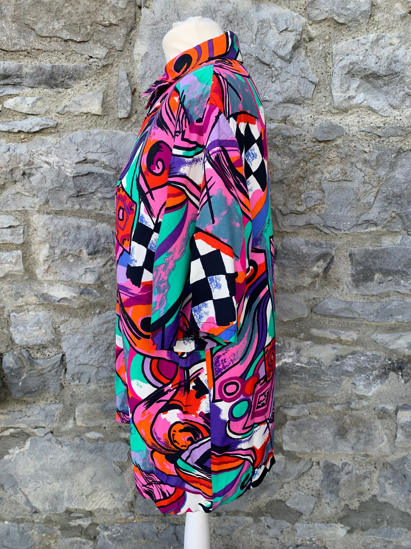 80s colourful abstract shirt uk 16-18