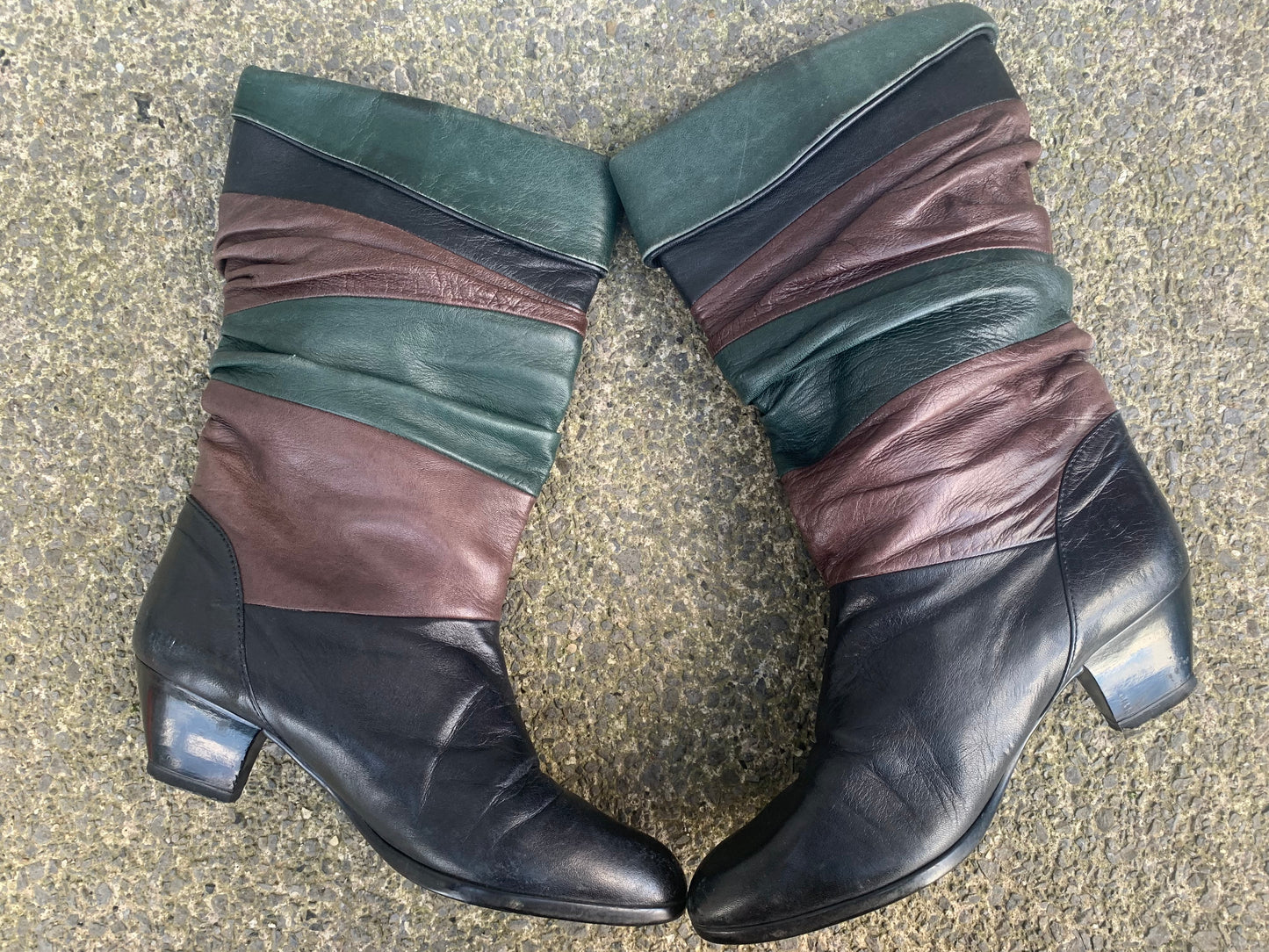 80s brown&black boots uk 4.5 (eu 37.5)