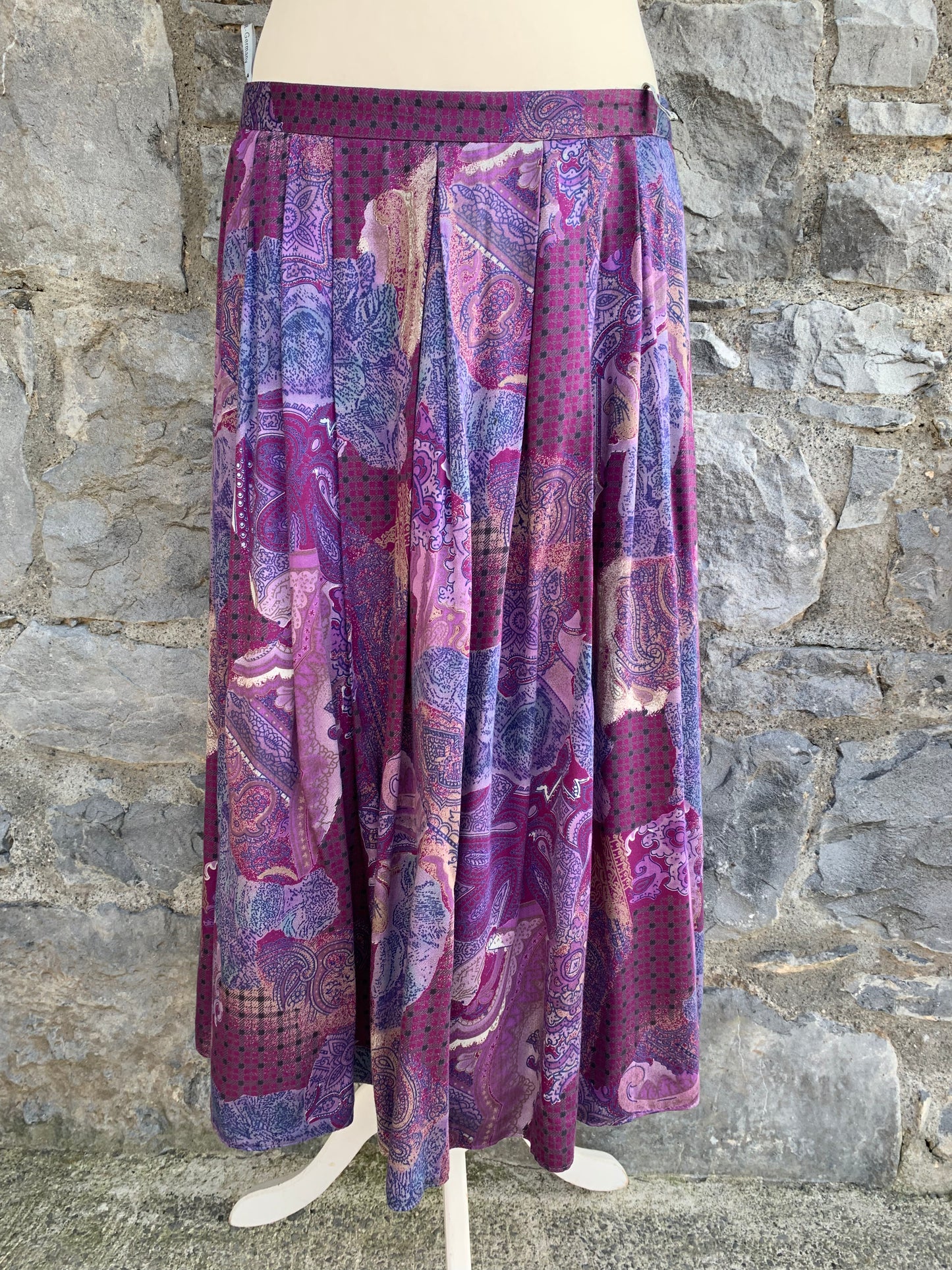 Klapper 80s purple paisley skirt uk 12