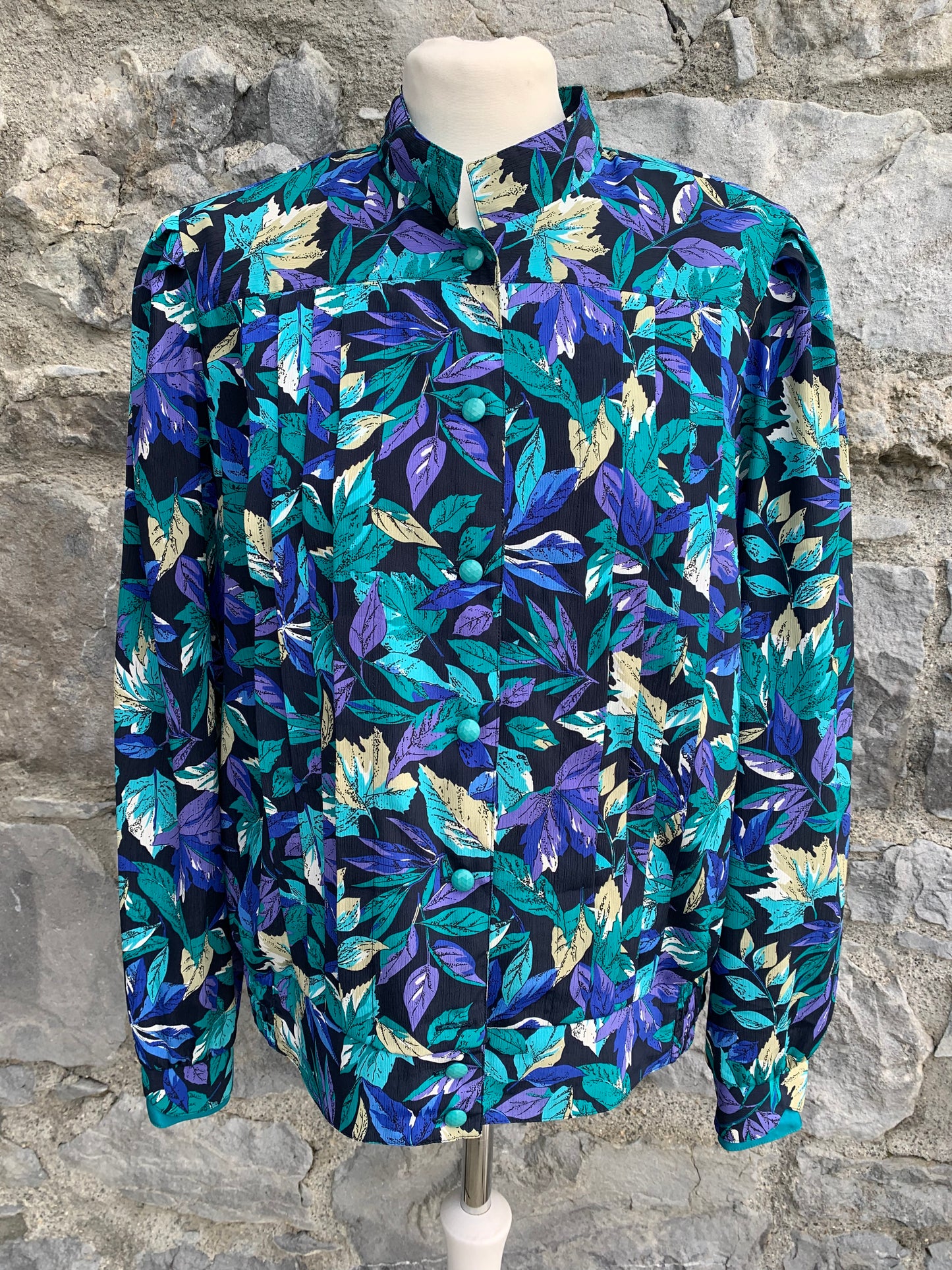 Markwald purple&teal leaves blouse uk 14