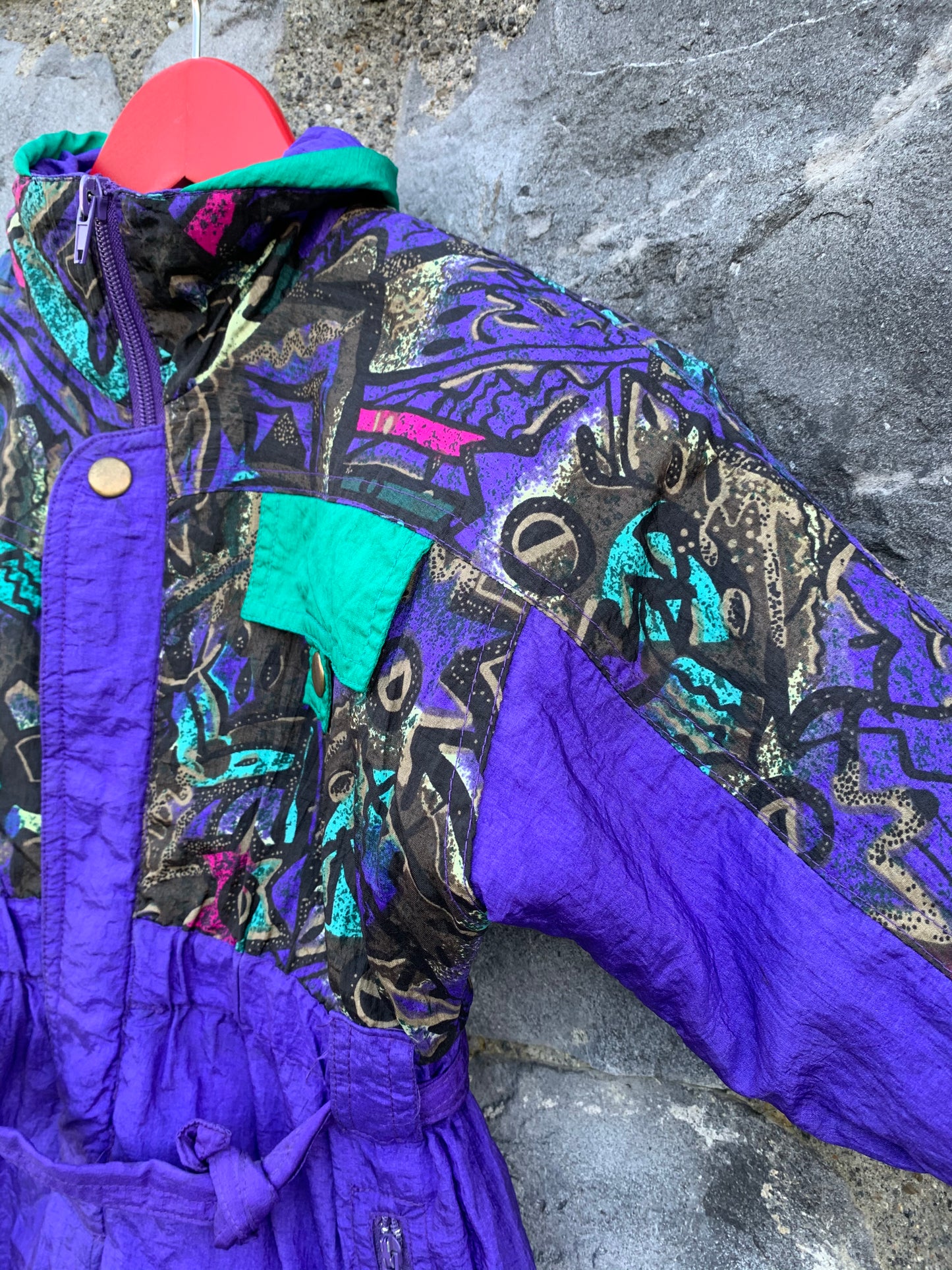 Purple abstract winter suit 9-12m (74-80cm)