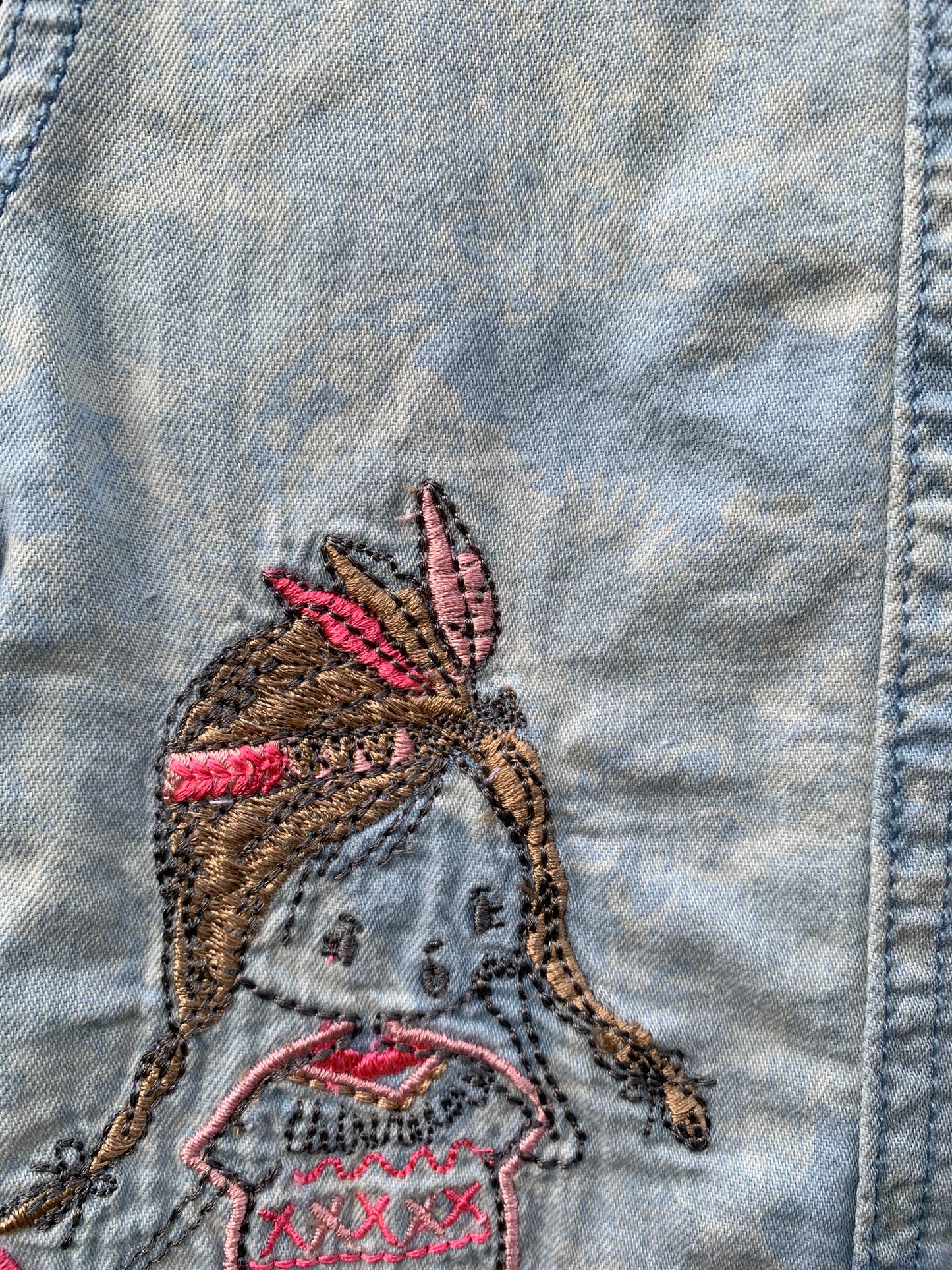 Blue pinafore with a girl 9-12m (74-80cm)