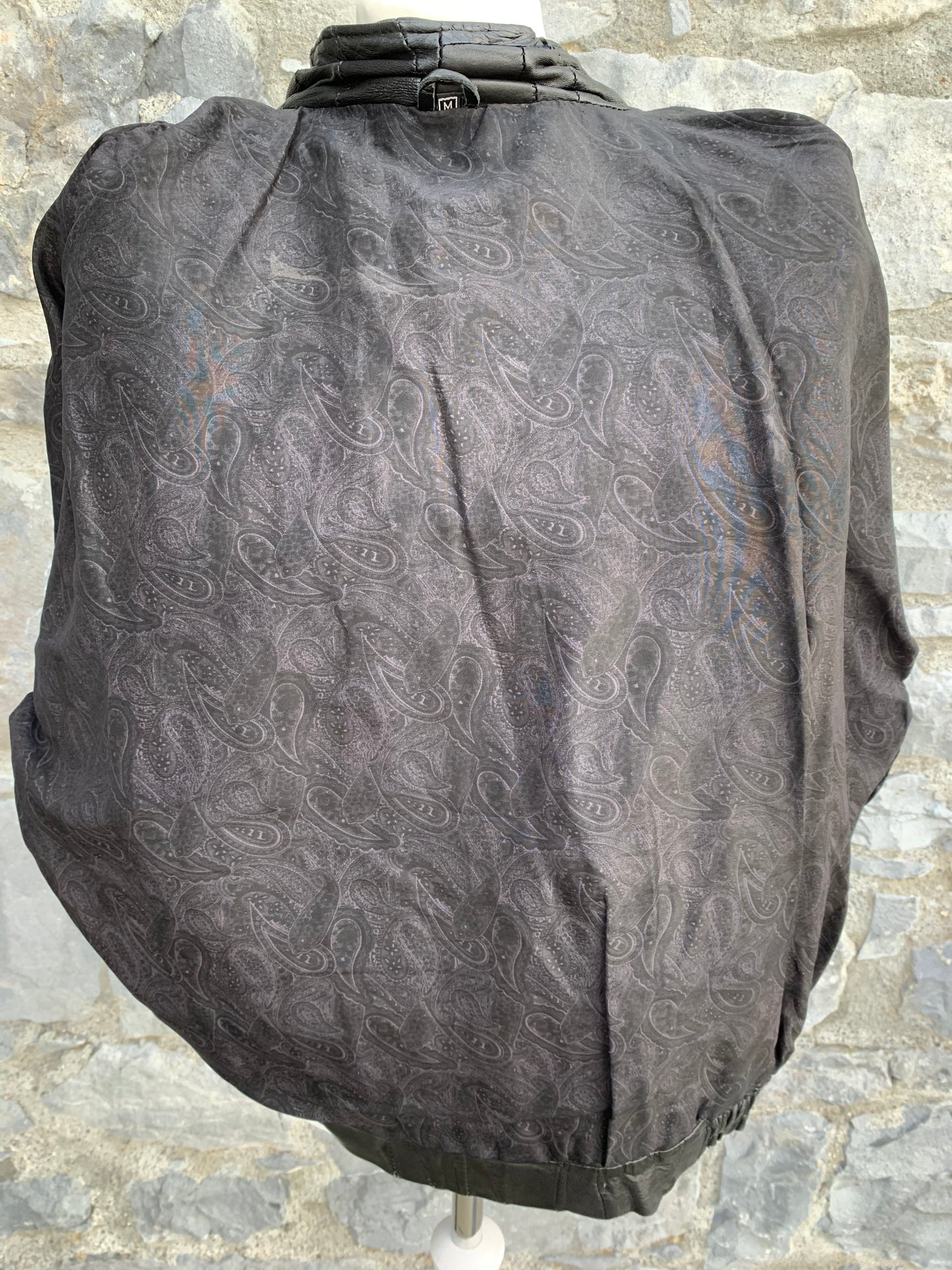 Black leather patchwork jacket Medium