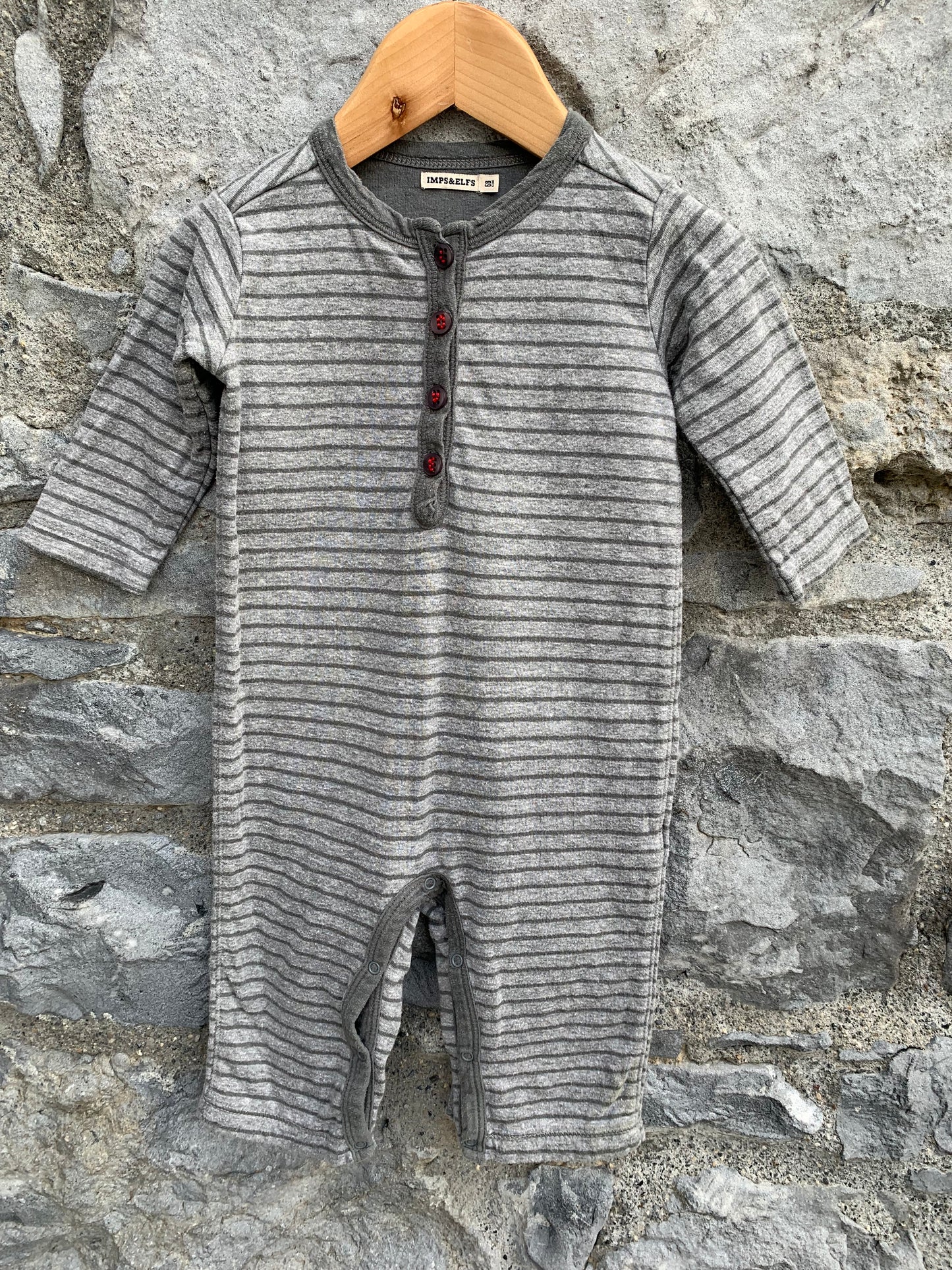 Grey stripy onesie 3-6m (62-68cm)