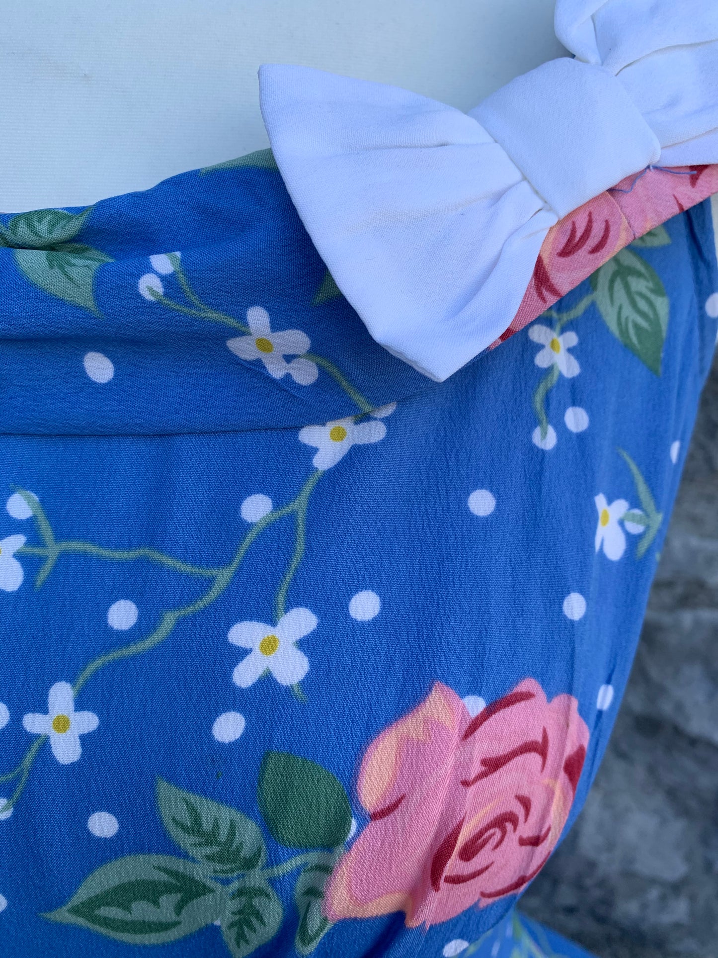 50s style blue floral dress uk 6-8