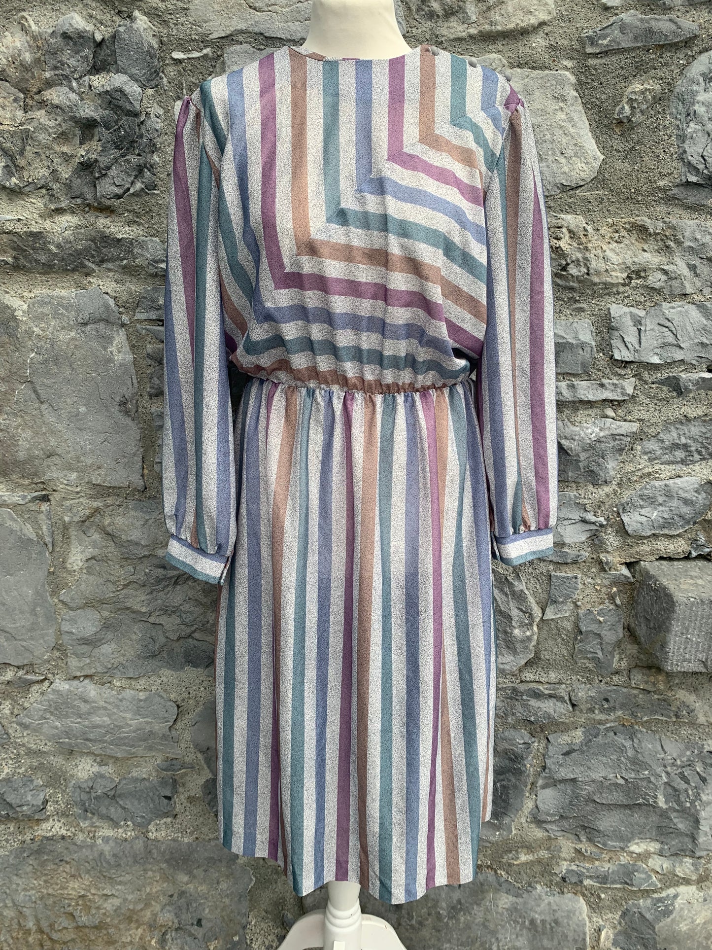 Aygee 80s grey stripy dress uk 12