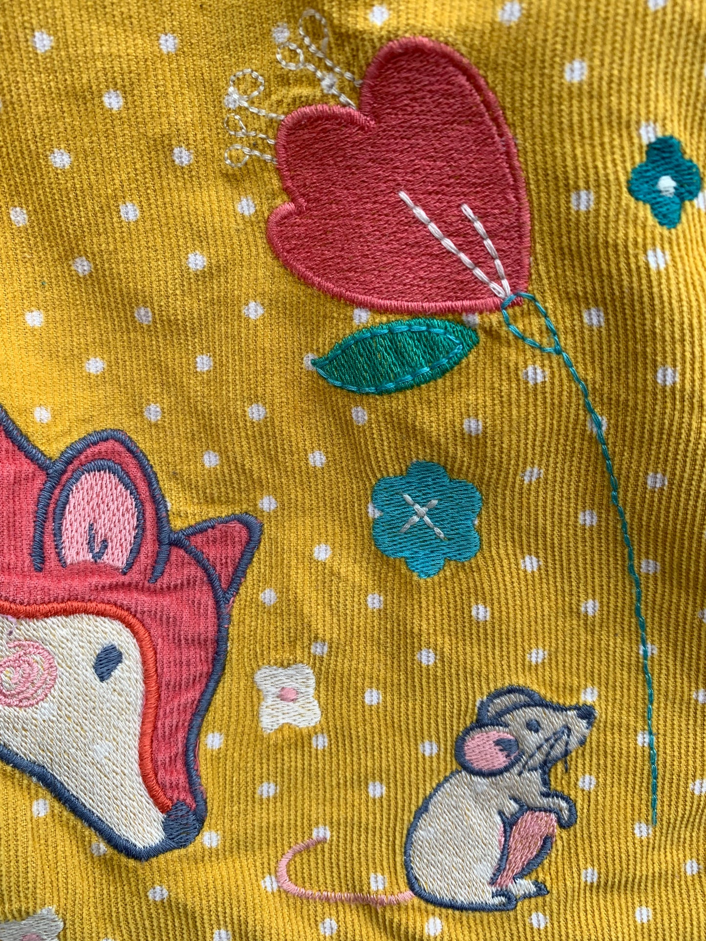 Yellow cord polka dot pinafore 4-5y (104-110cm)