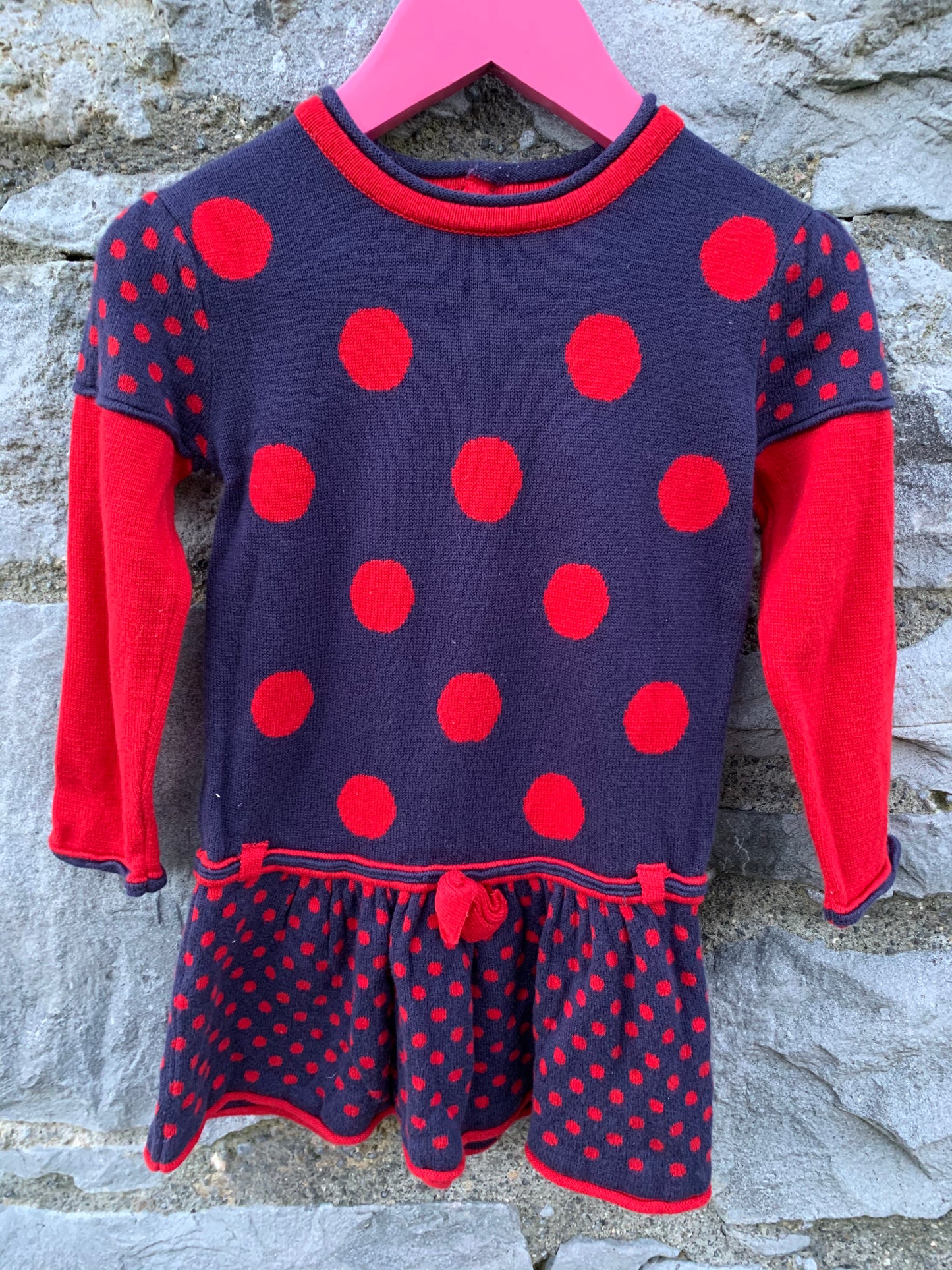 Navy&red knitted dress 12-18m (80-86cm)