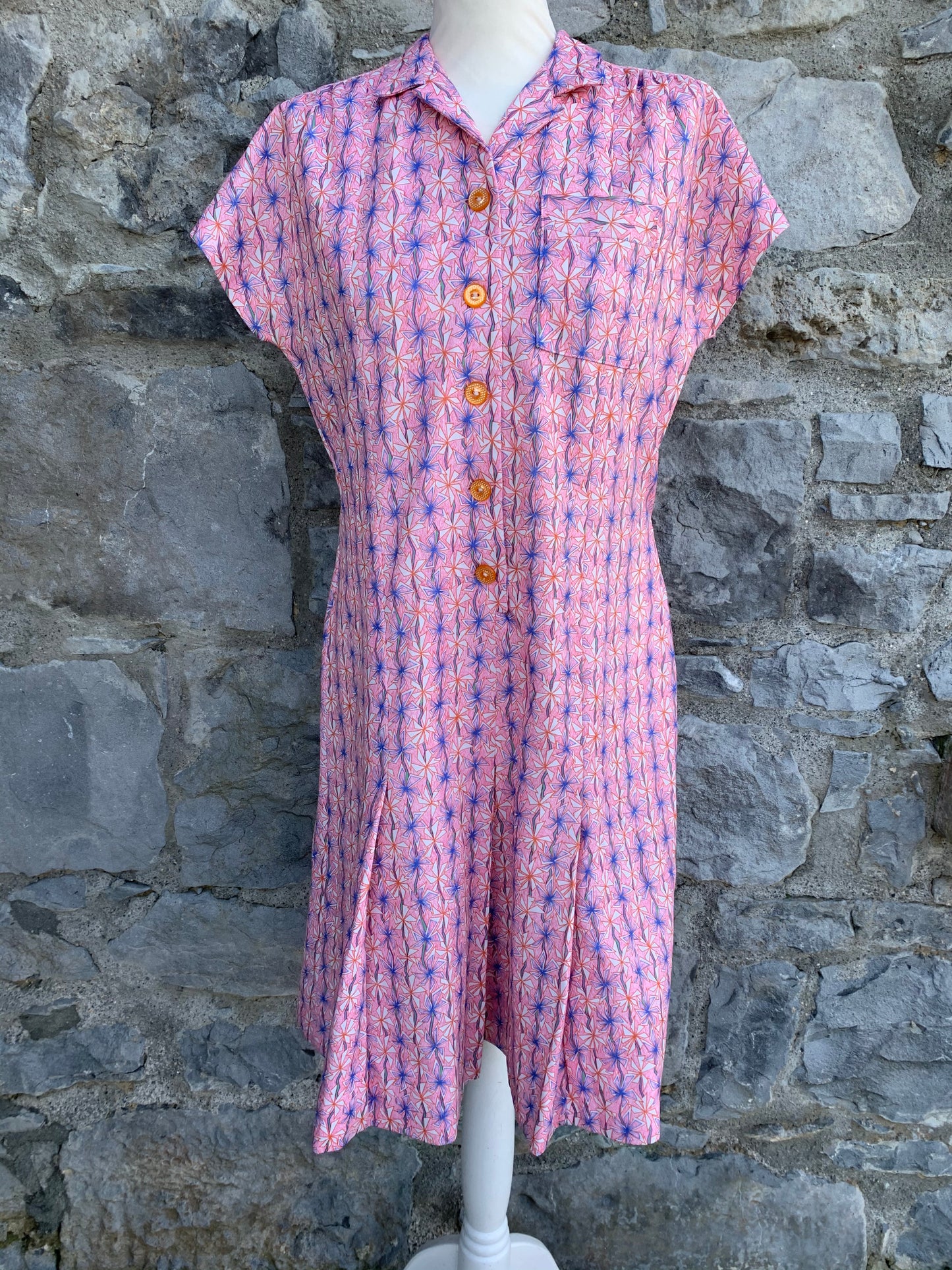 70s pink dress uk 12