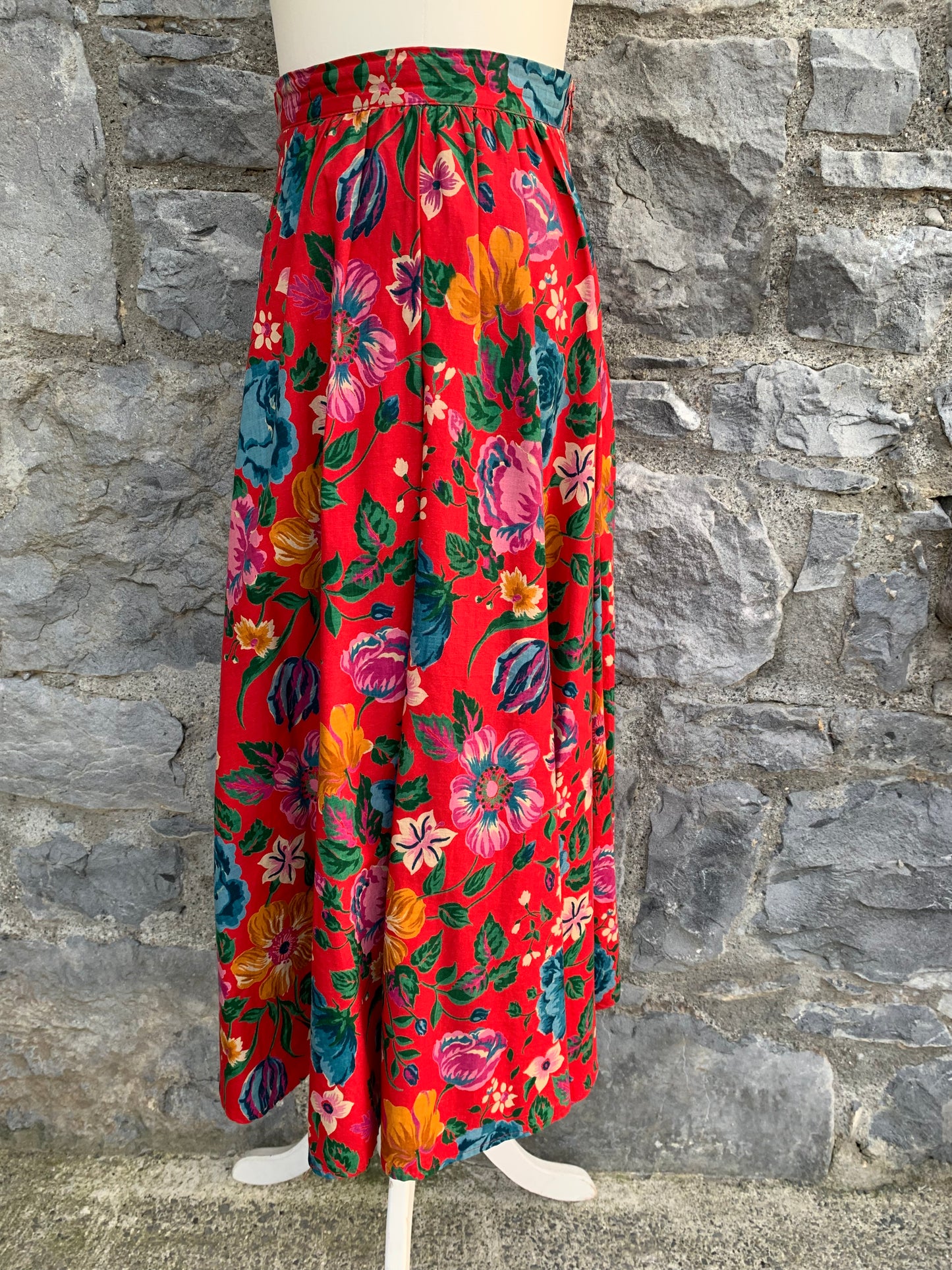 80s floral full skirt uk 8