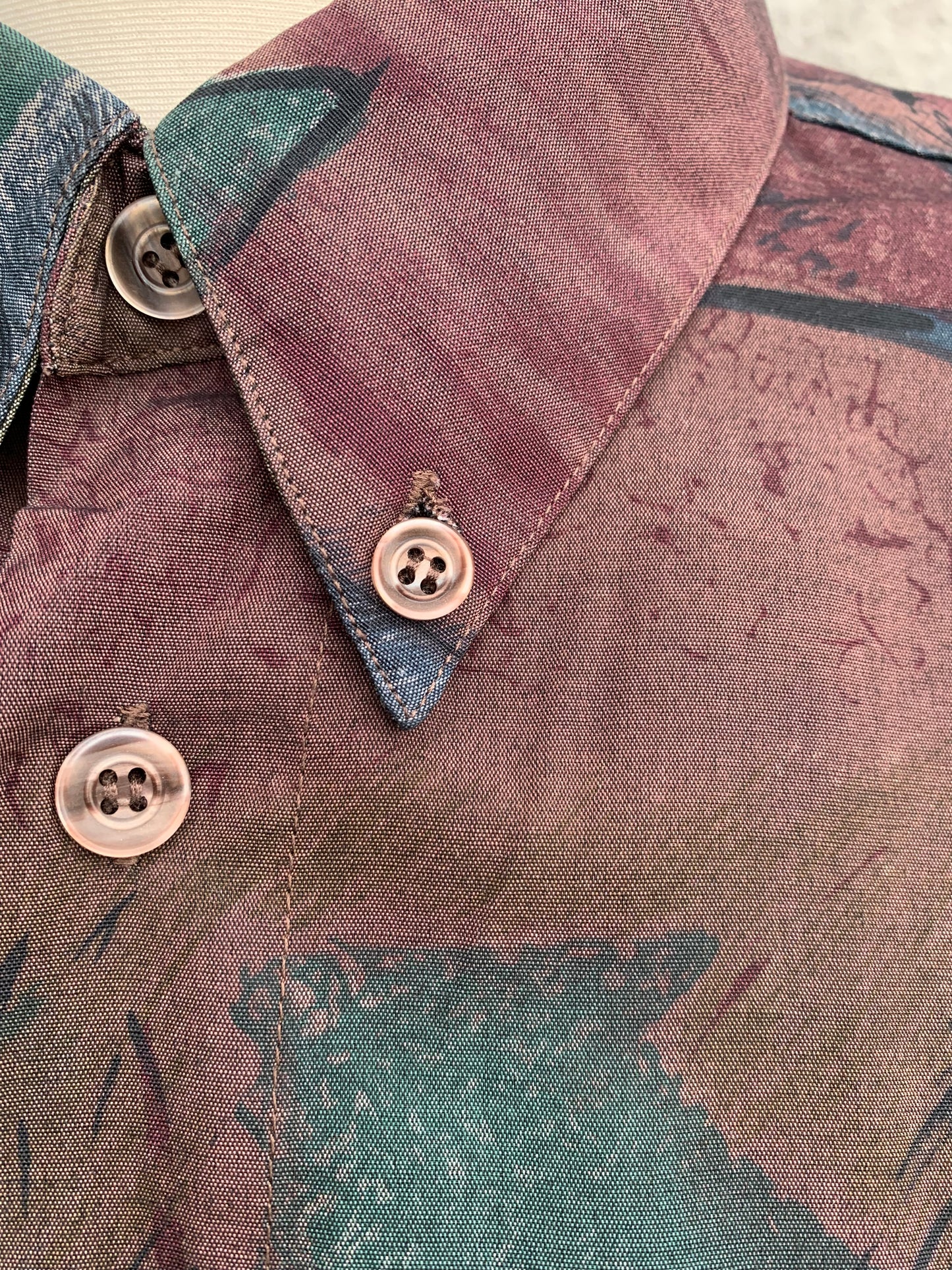 80s brown patchwork shirt Large