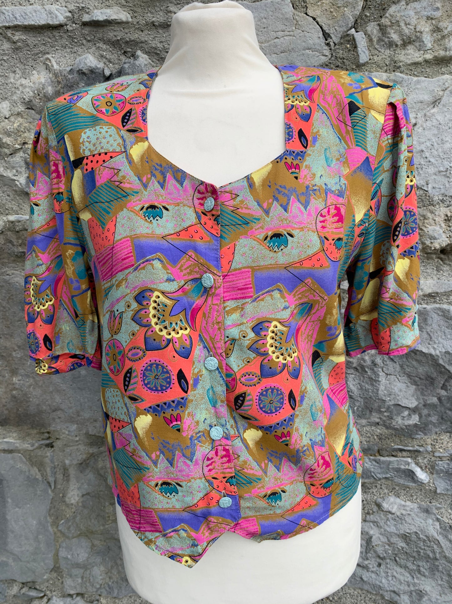 Reflections 80s floral button up top uk 10