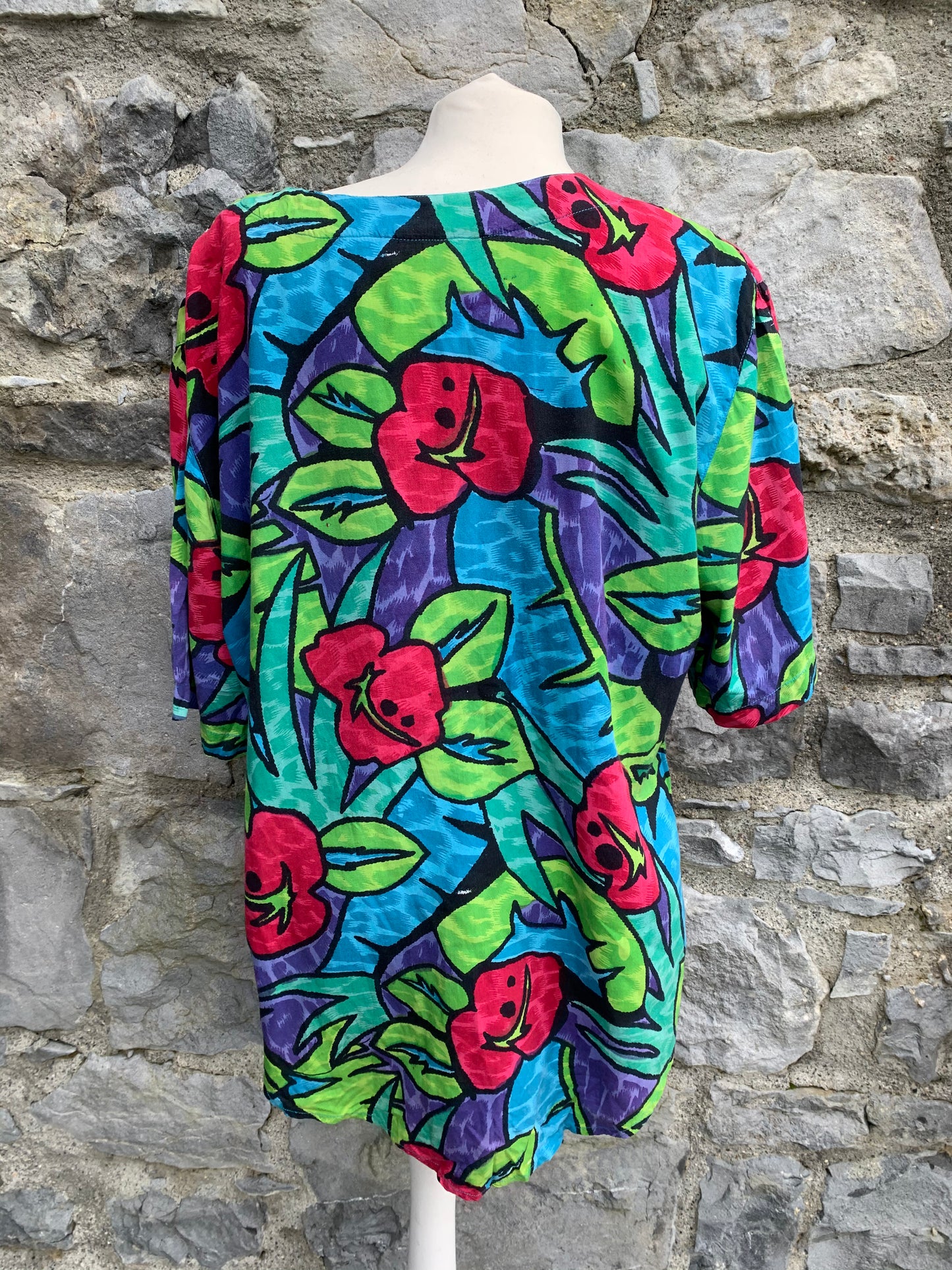 Cascade 80s big flowers shirt uk 12-14