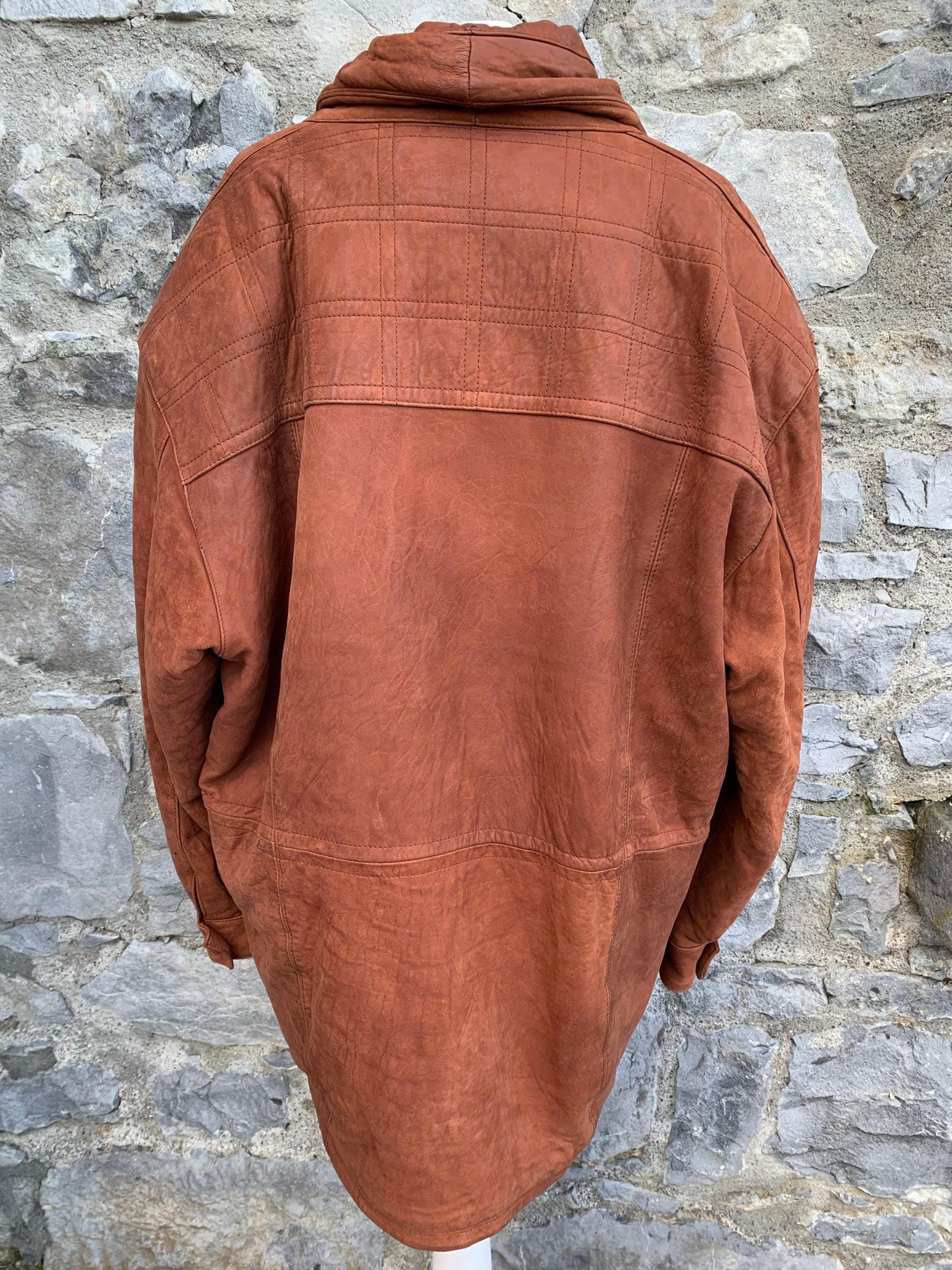 Brown faux leather coat Large