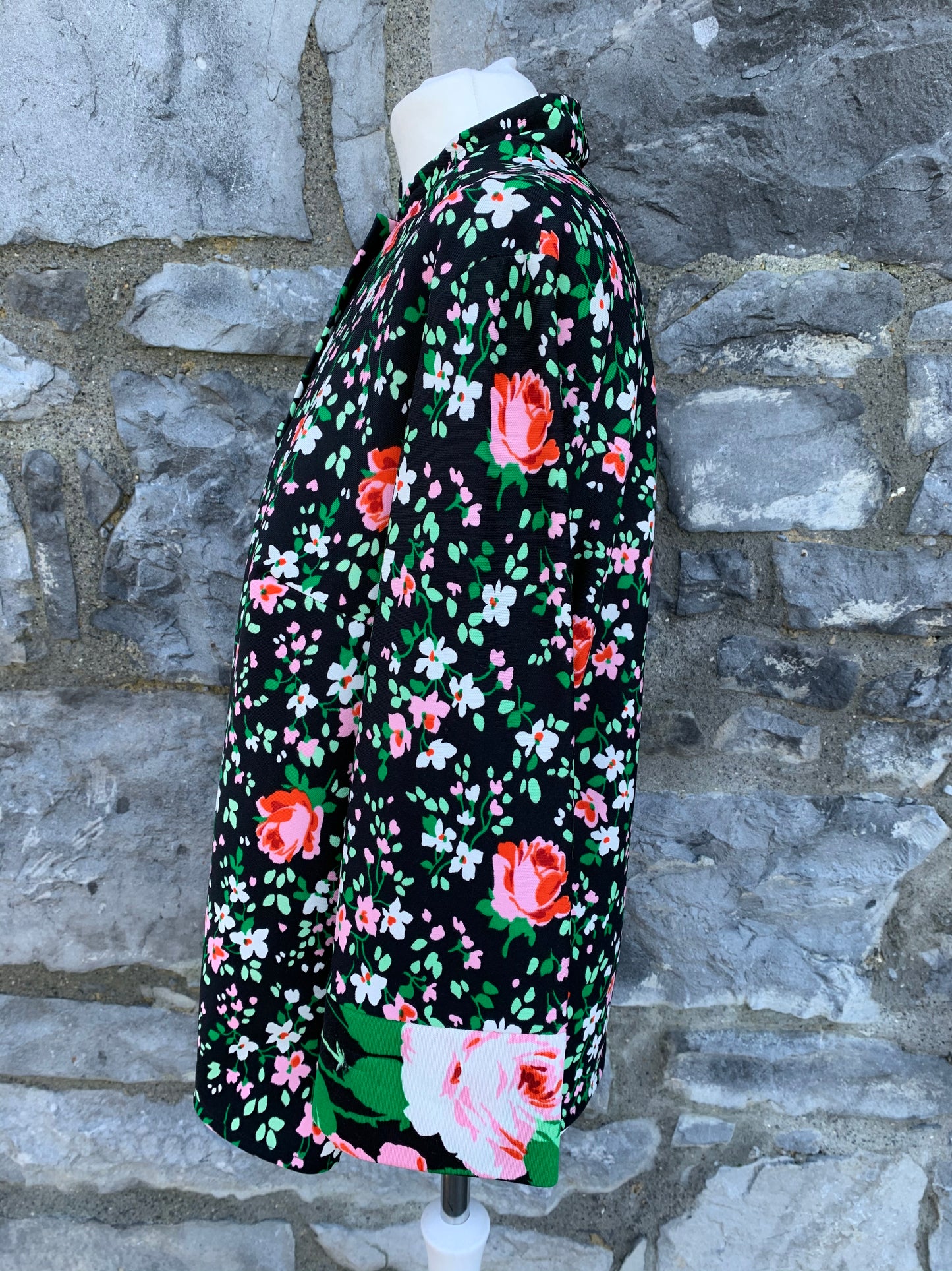 70s light jacket with roses uk 14