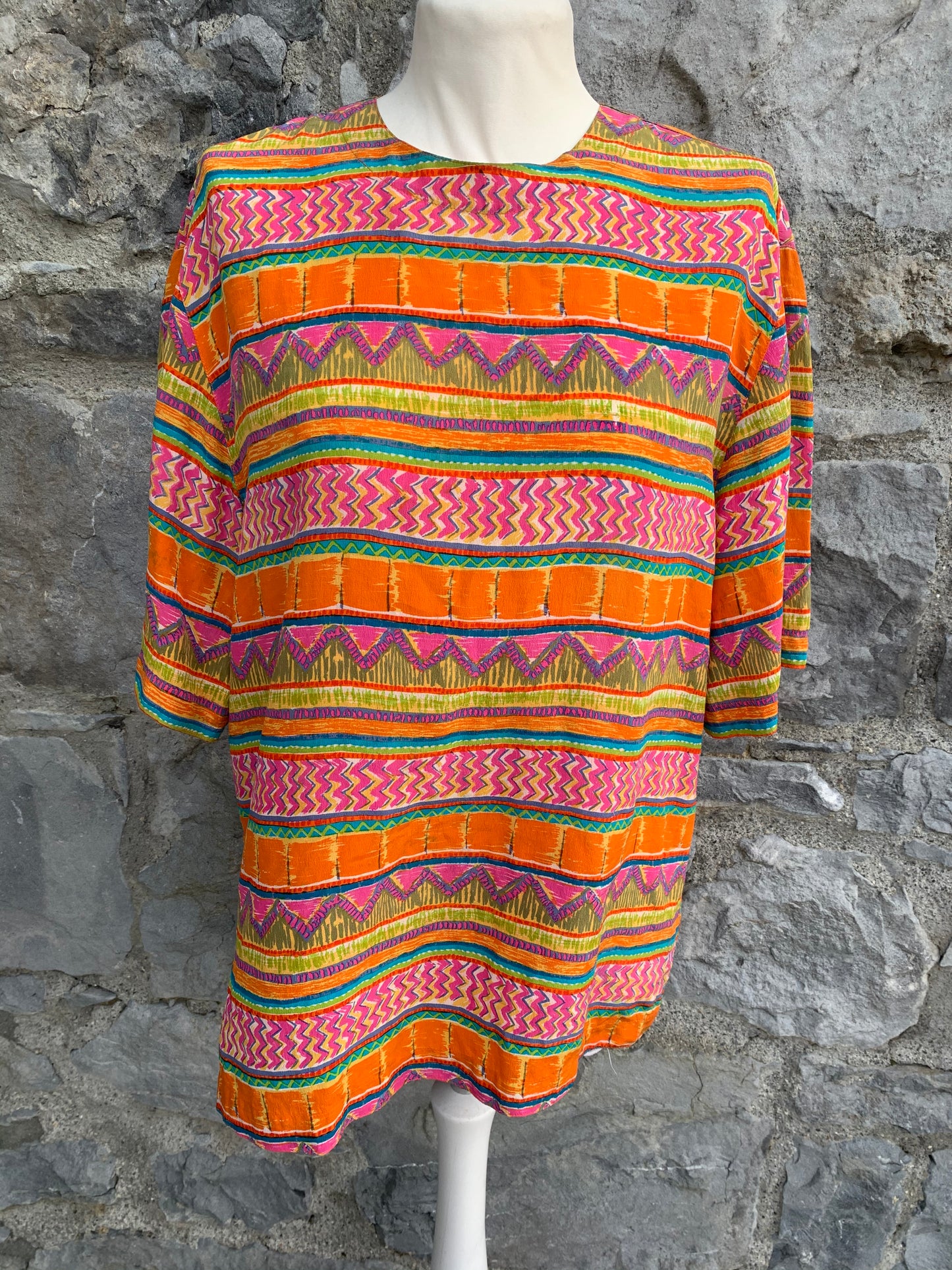 August Silk 80s orange top uk 12