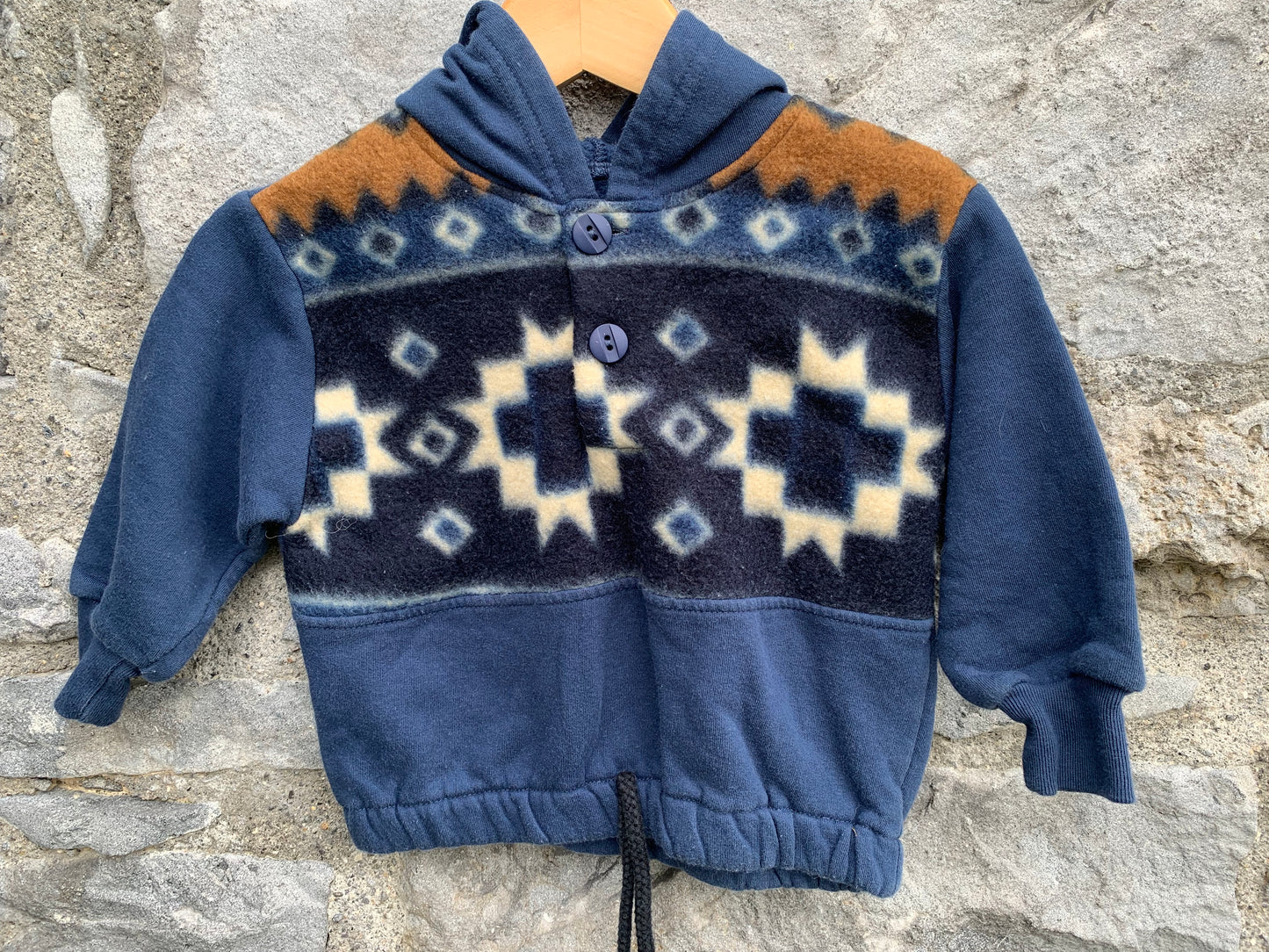 Navy fleece hoodie 6-9m (68-74cm)