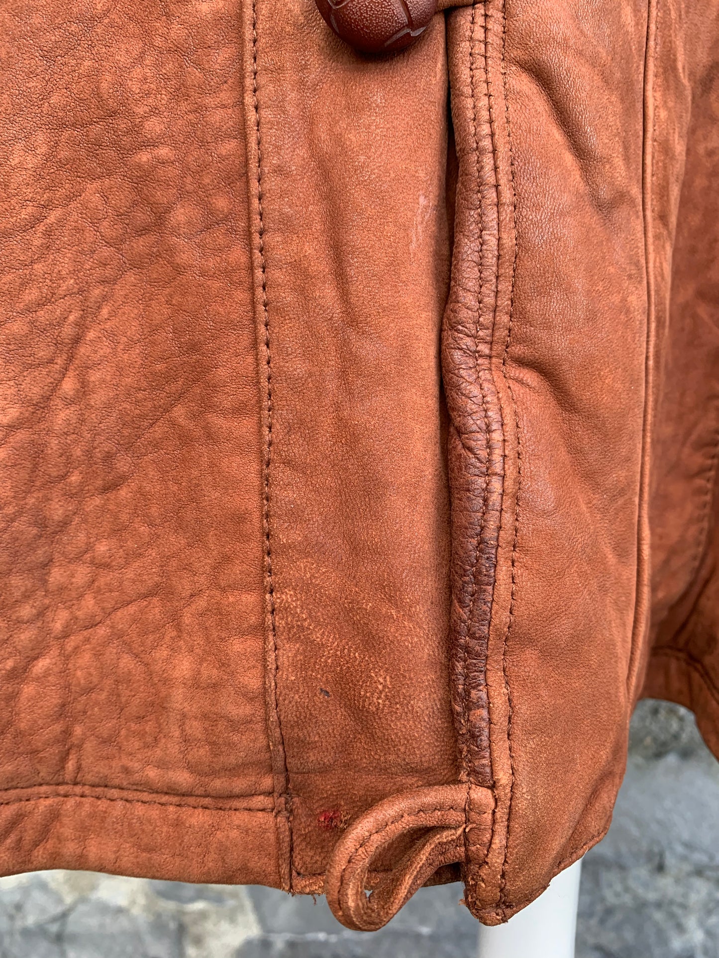 Brown faux leather coat Large