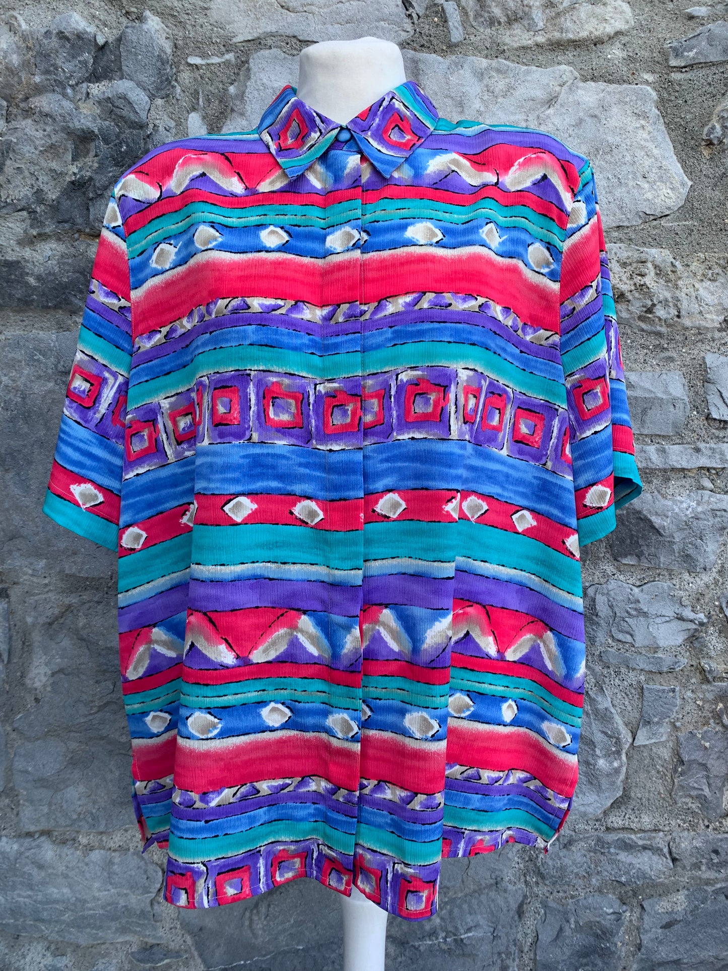80s abstract stripes shirt uk 16-20
