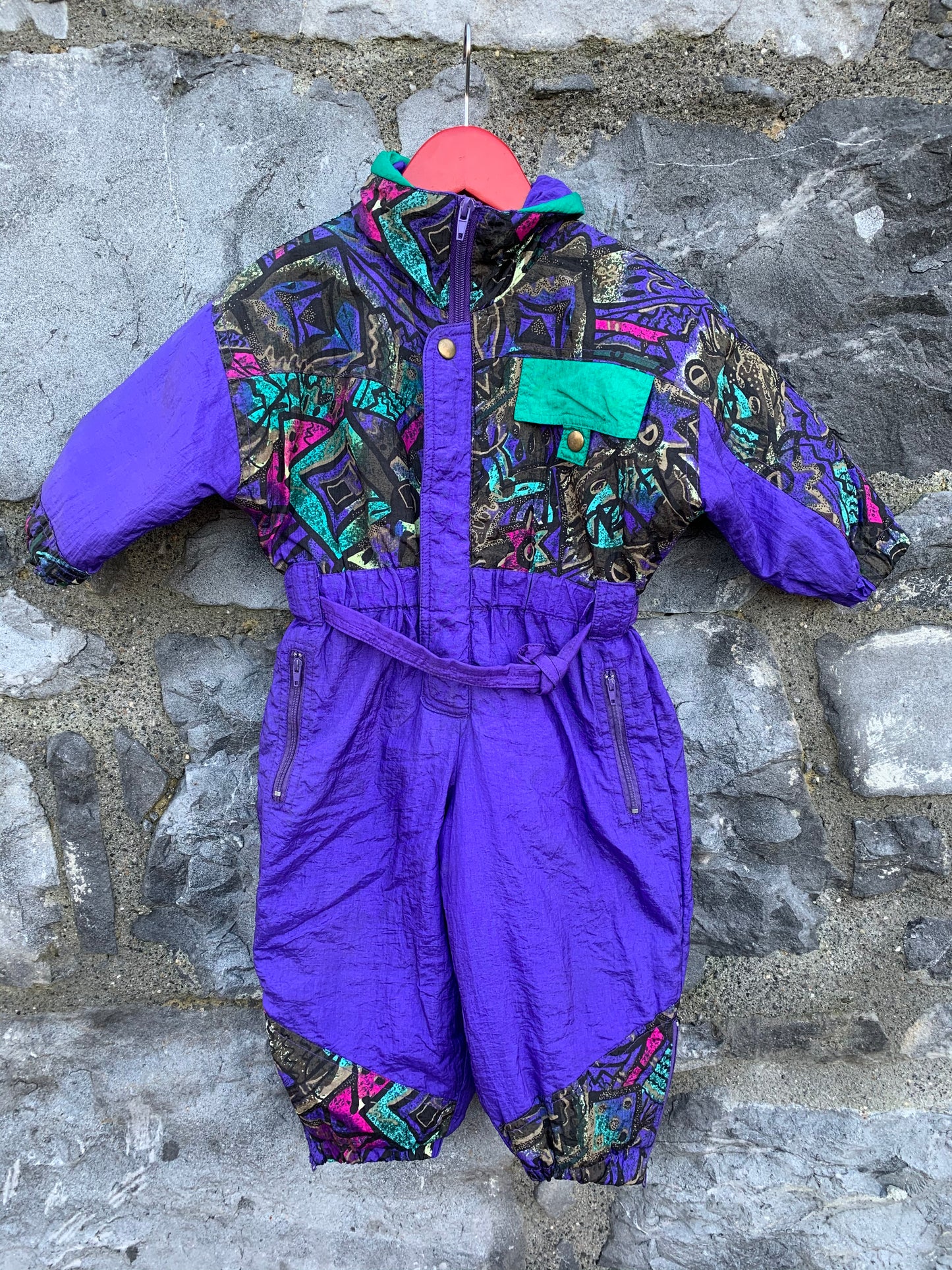 Purple abstract winter suit 9-12m (74-80cm)