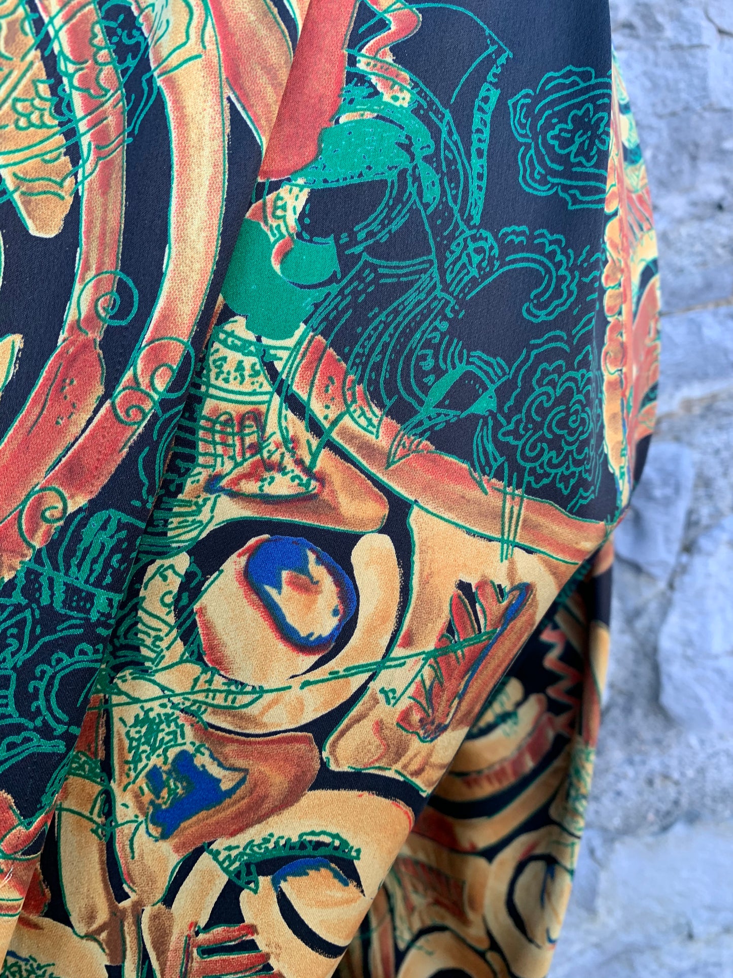 80s green abstract skirt uk 8-10