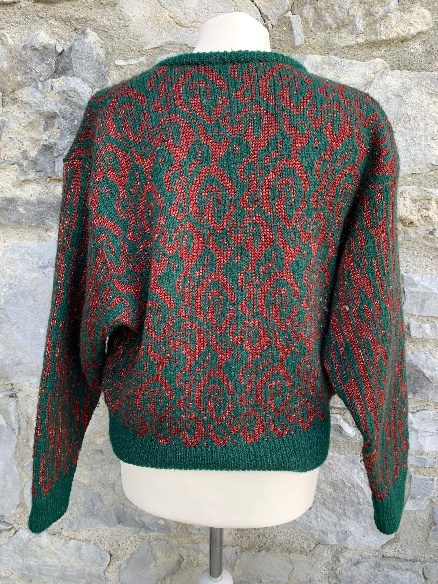 Jaeger 80s Red&green cardigan uk 12