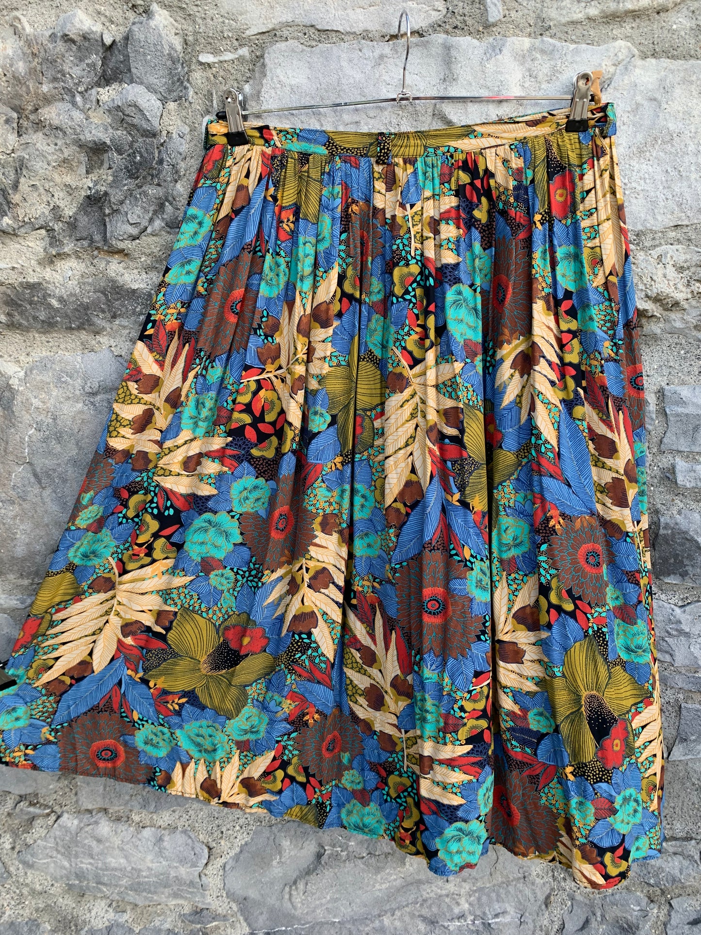 Blue flowers&leaves skirt uk 14