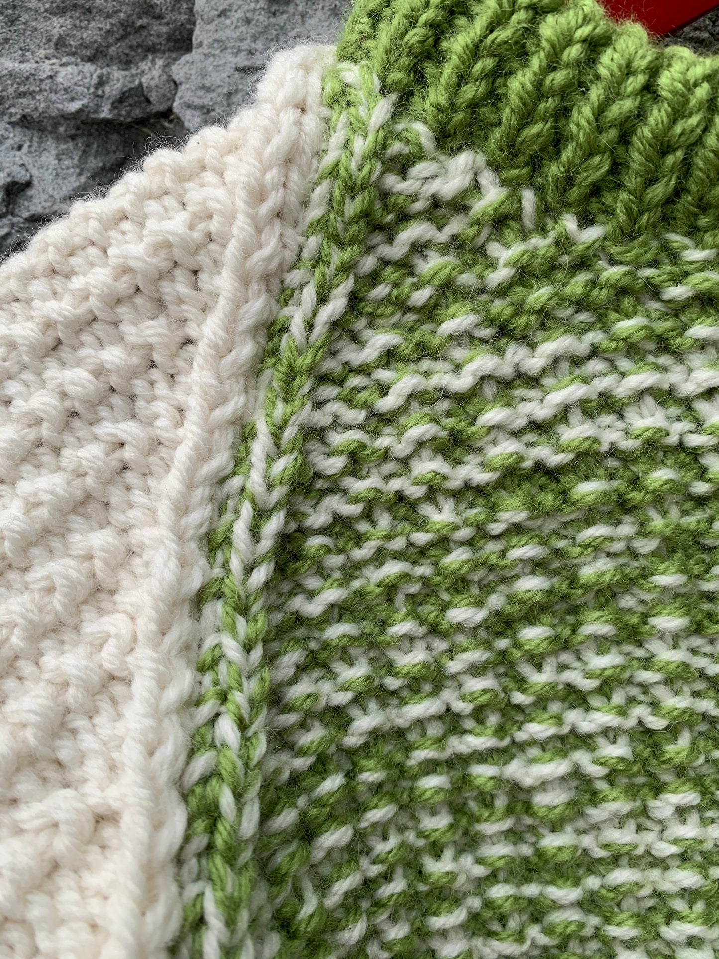 Green&cream chunky knit jumper 2-3y (92-98cm)