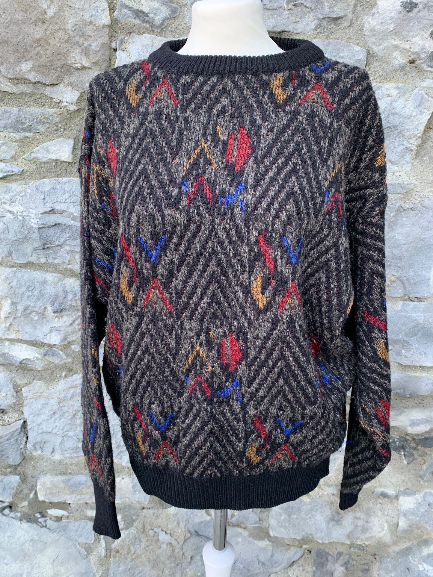 80s grey chevron jumper Medium