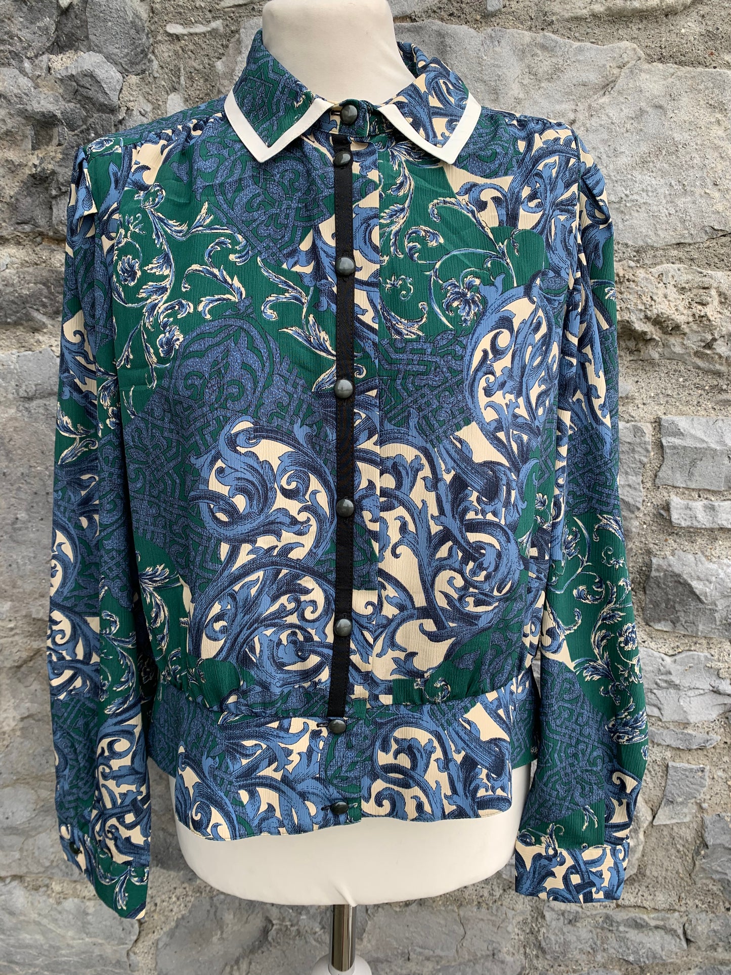 Blue&green patterned blouse uk 14-16