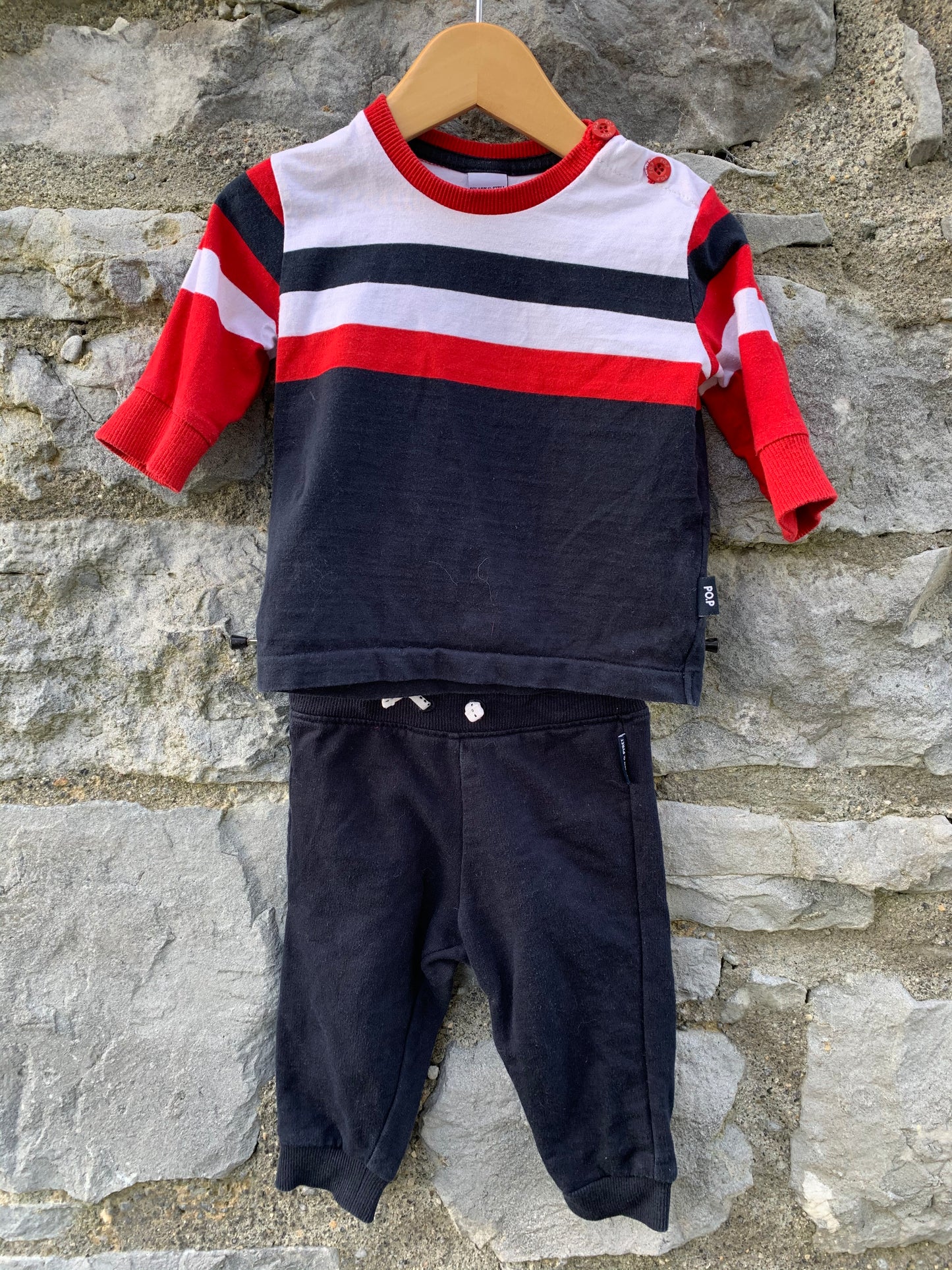 PoP navy&red tracksuit 6-9m (68-74cm)