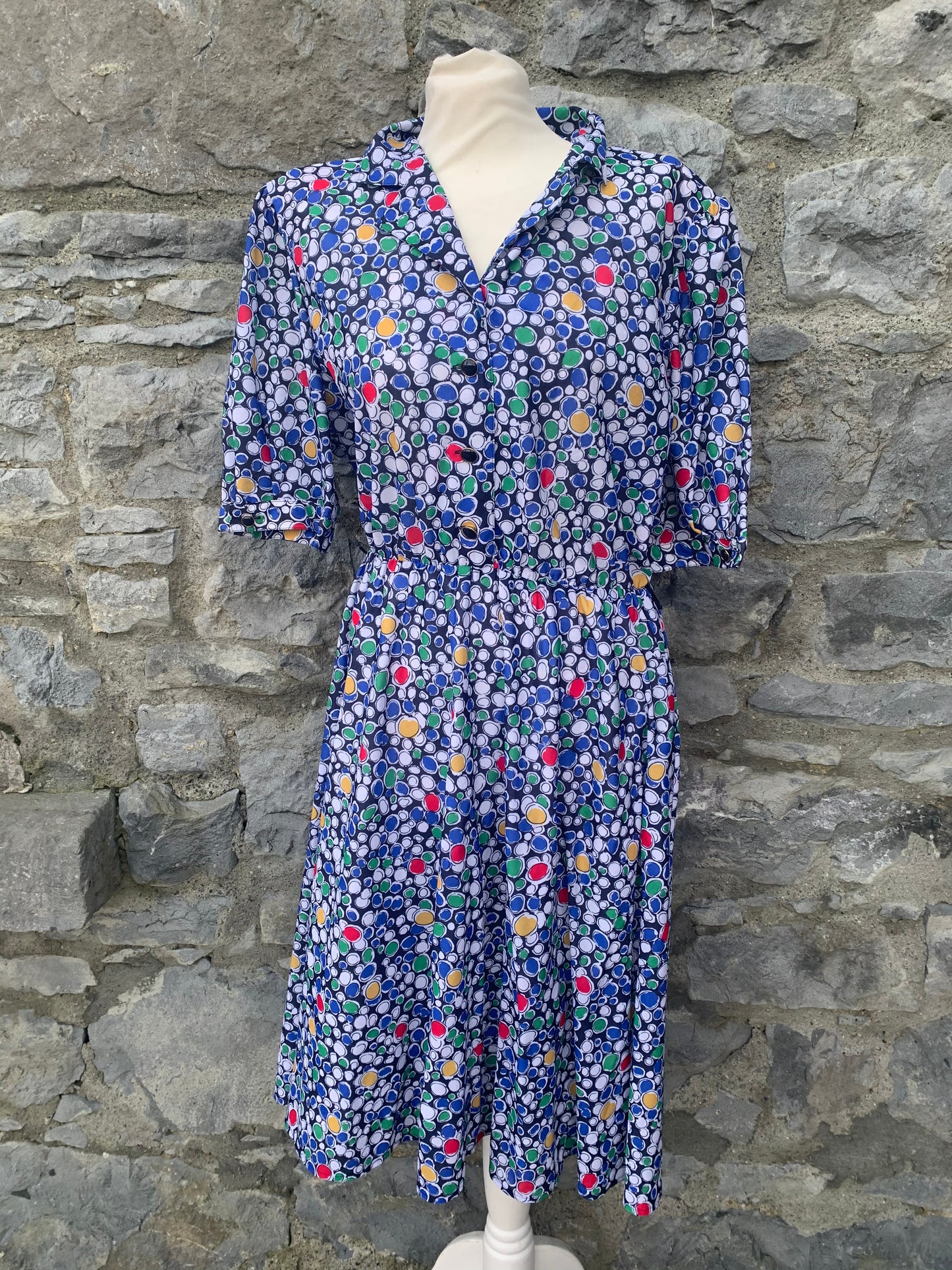 Creation 80s midi blue dress uk 14