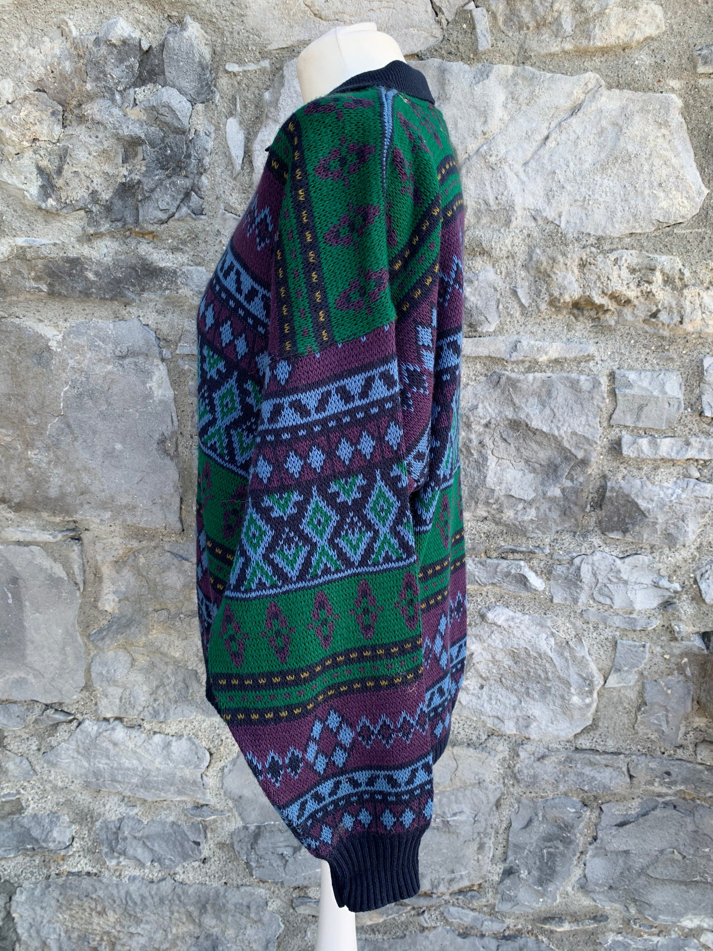 80s green&purple jumper Medium