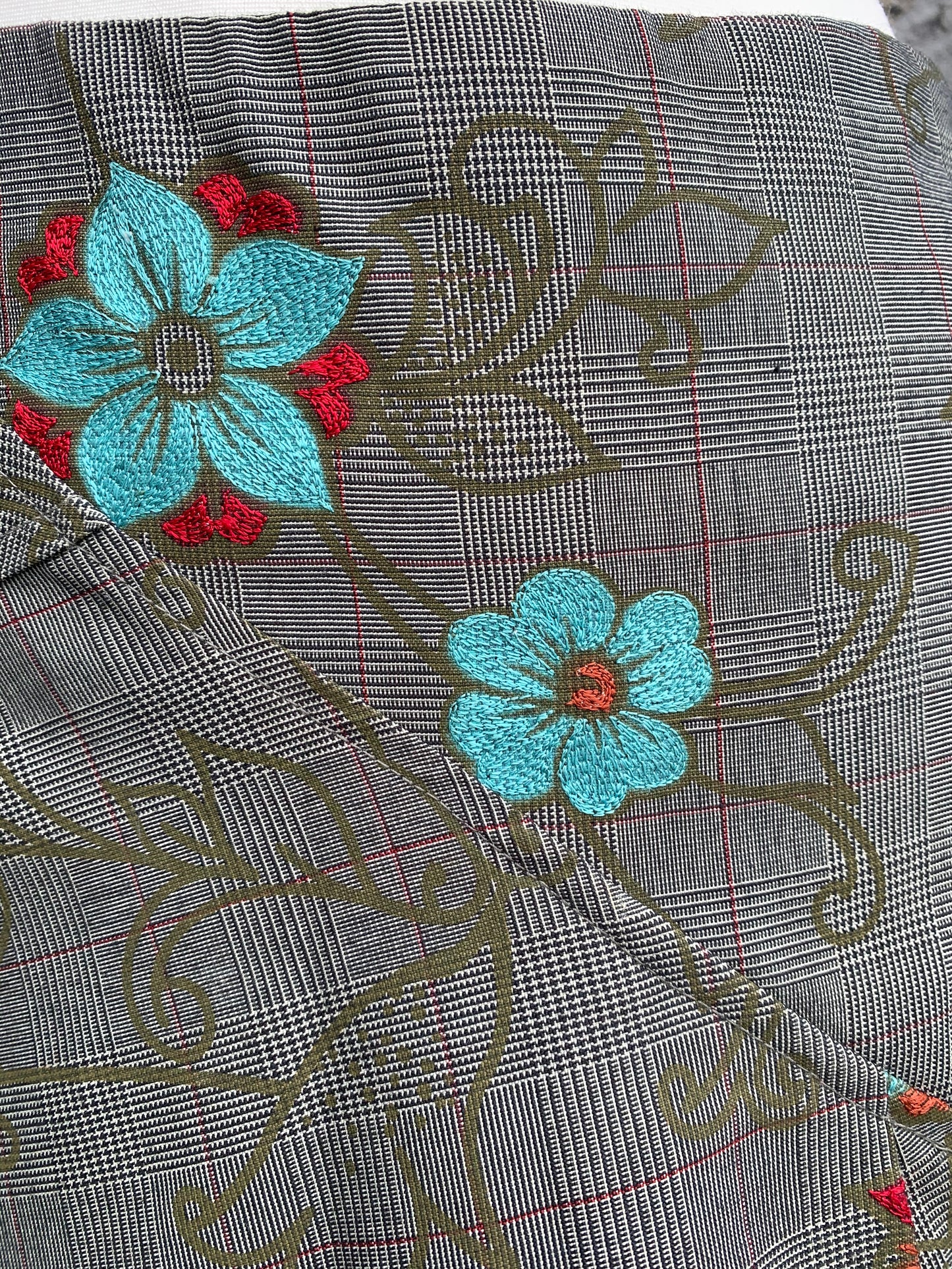 Brown skirt with teal flowers uk 8