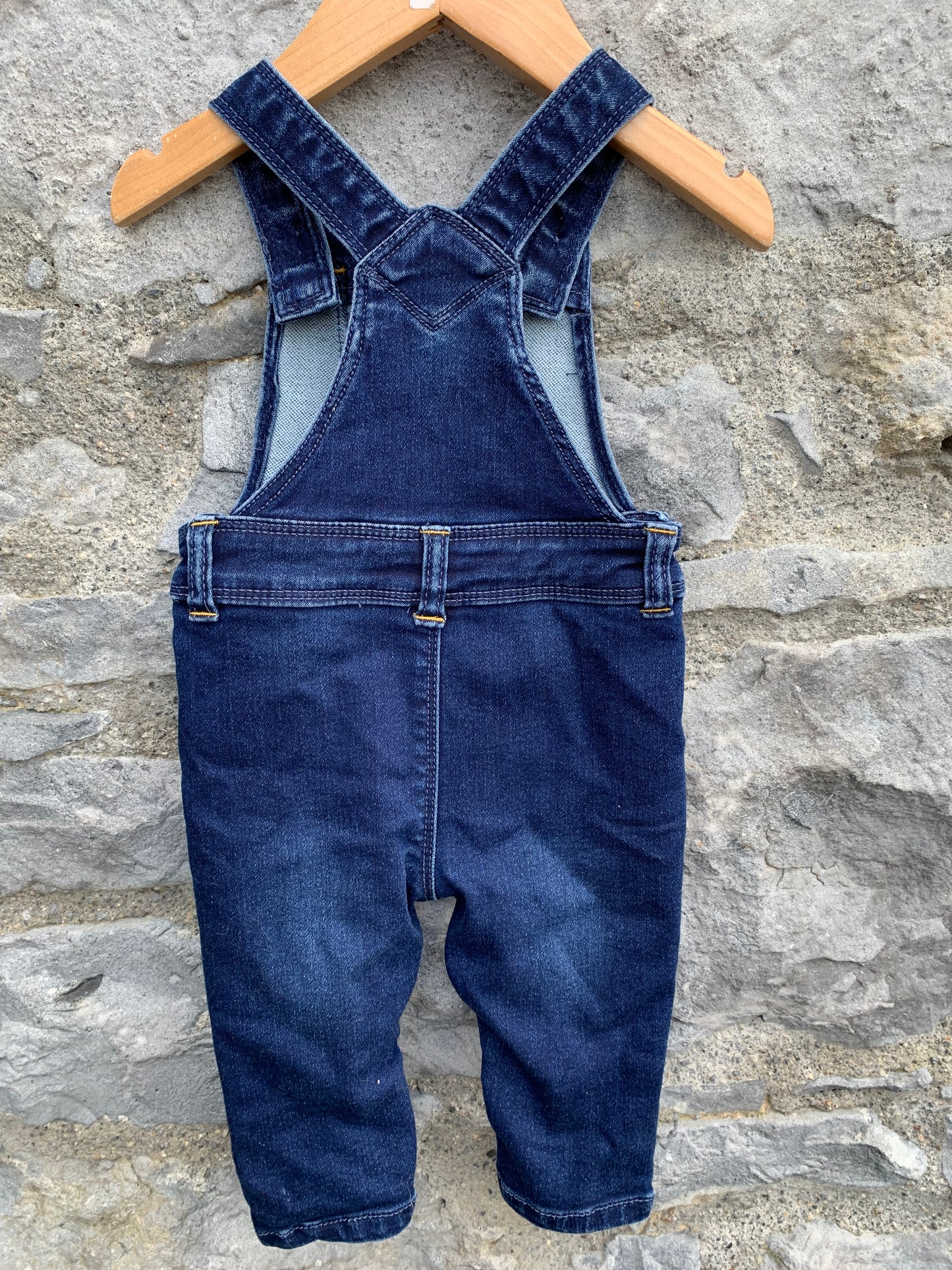 Denim dinosaur dungarees 3-6m (62-68cm)
