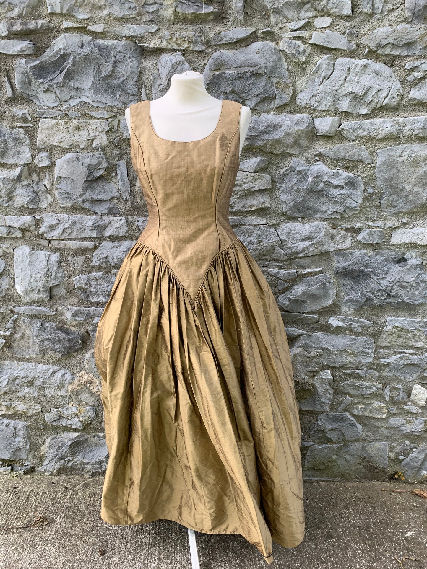 Gold evening maxi dress uk 8
