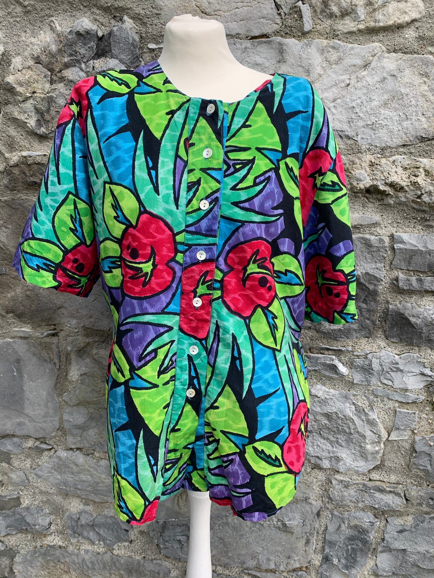 Cascade 80s big flowers shirt uk 12-14