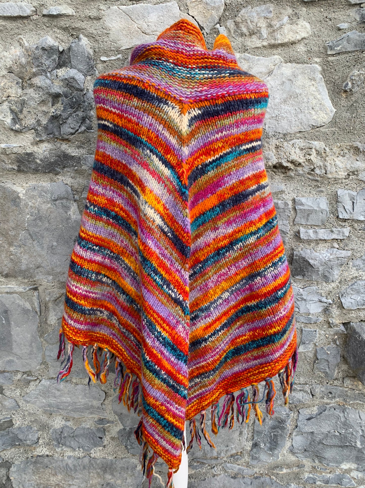 Rainbow woolly poncho uk 10-16
