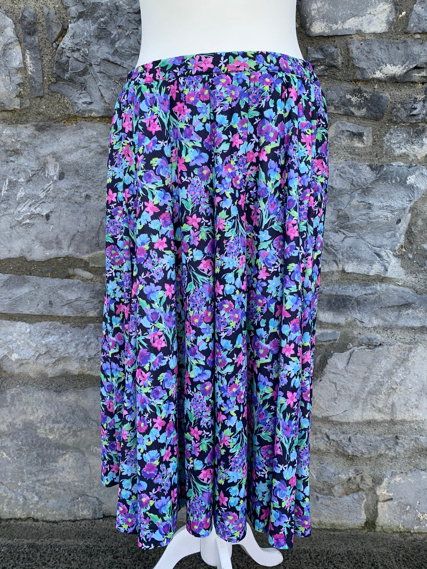 Pink&purple flowers midi skirt uk 14